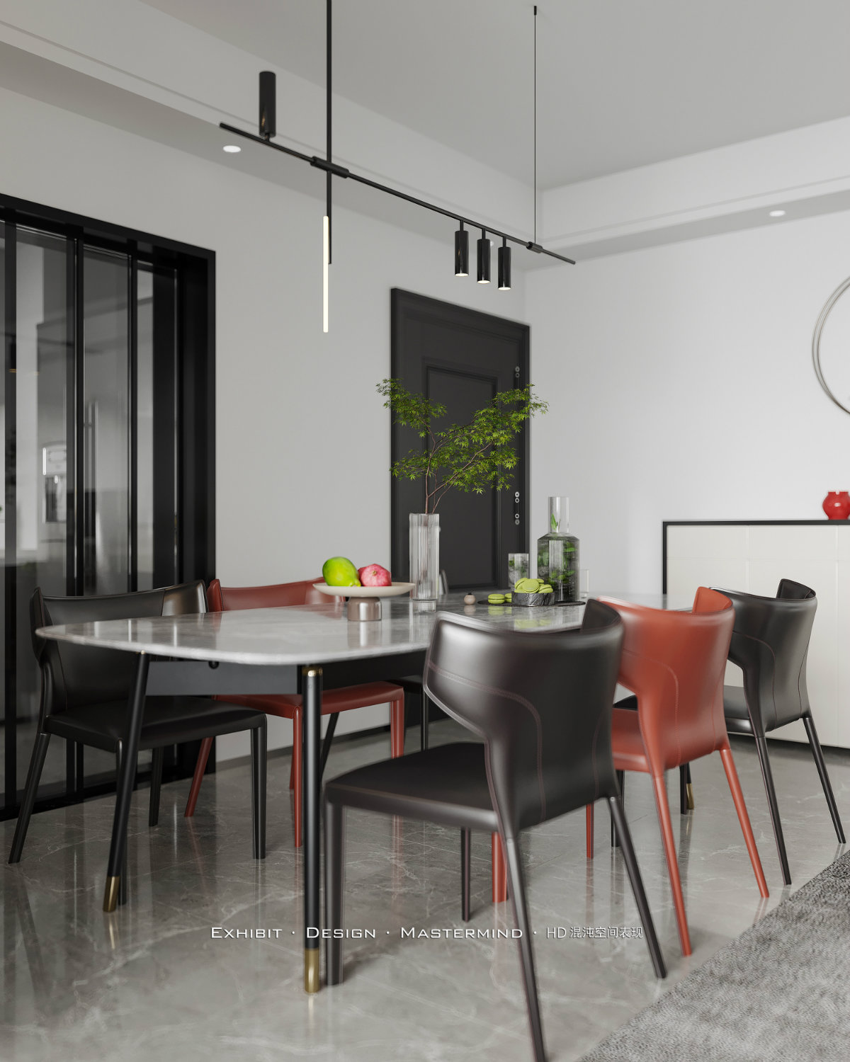 混沌空间写实表现ll现代特写客厅餐厅案例-3