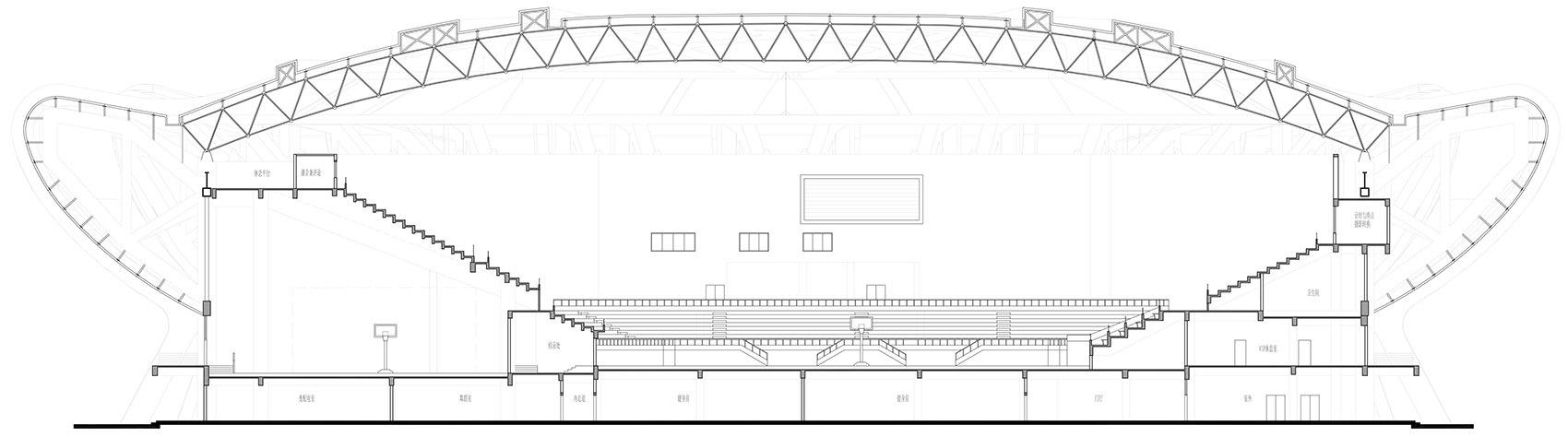 苍南体育中心 | 型钢桁架结构结合曲面网壳，呈现“八”字形构图-75