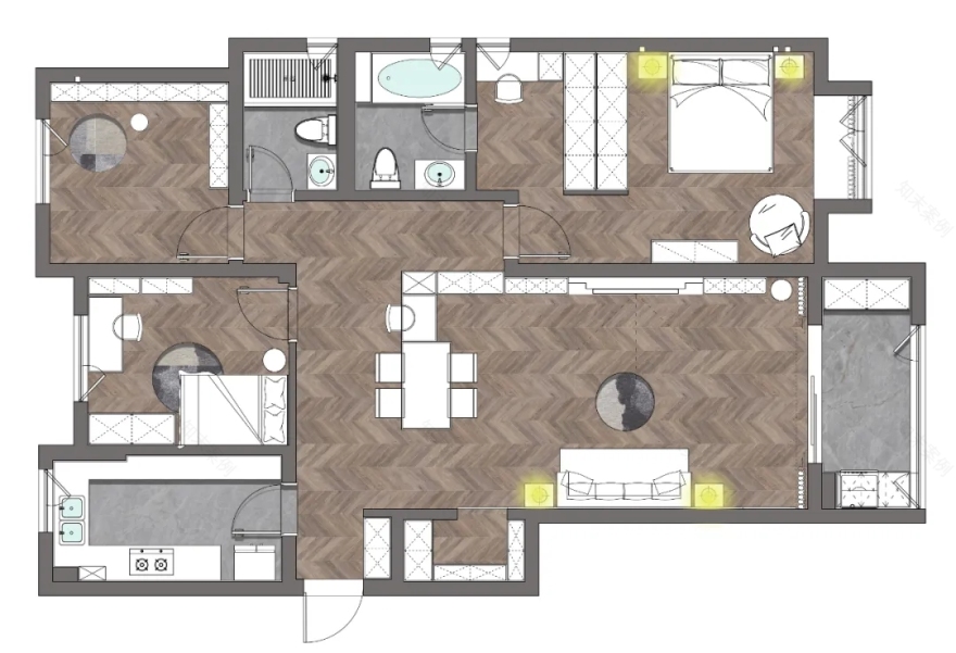 合肥华润凯旋门 130㎡精装房改造,美式轻奢风格温馨实用-15