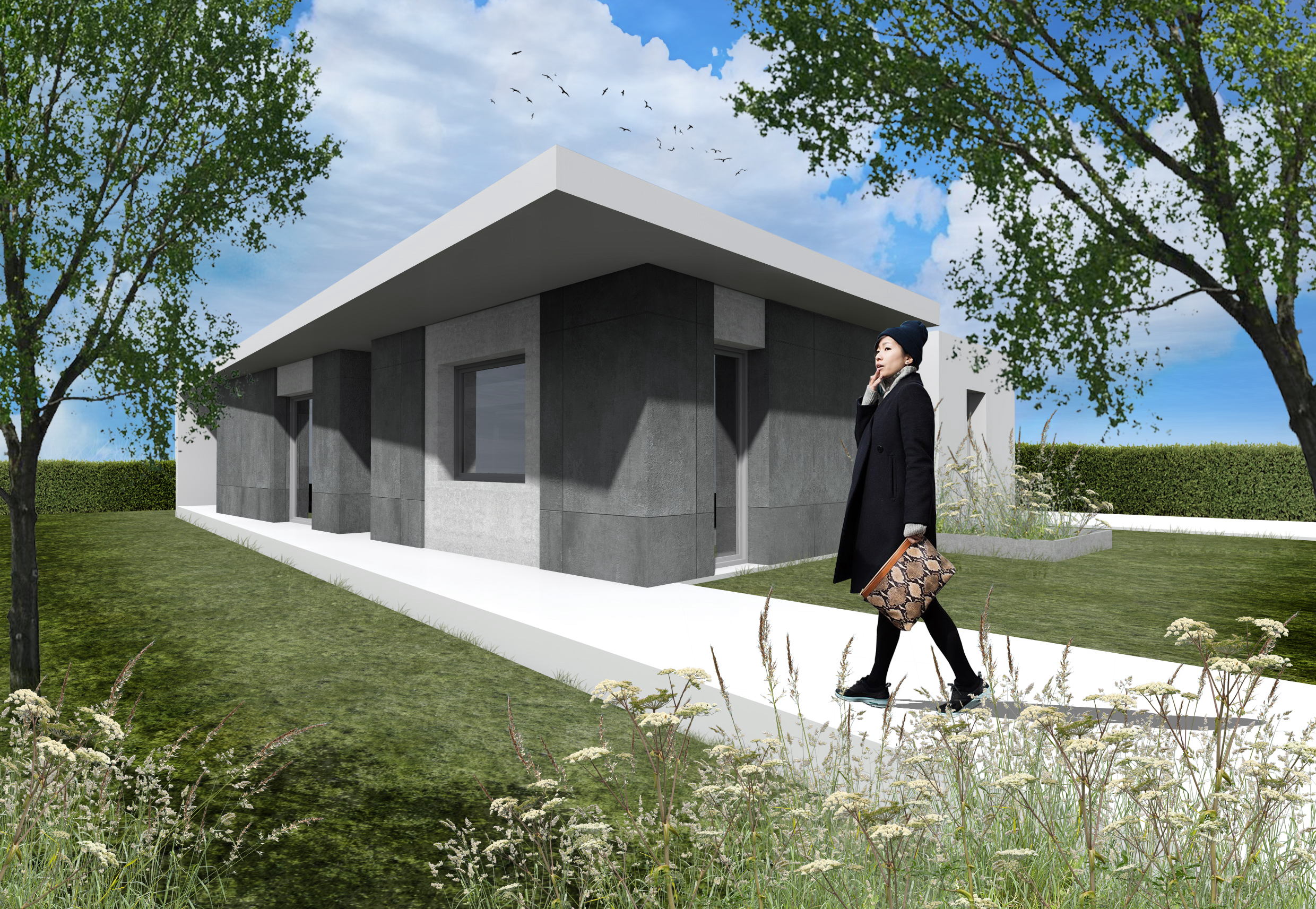 单层别墅设计典范 | 绿色庭院与独特空间布局-3