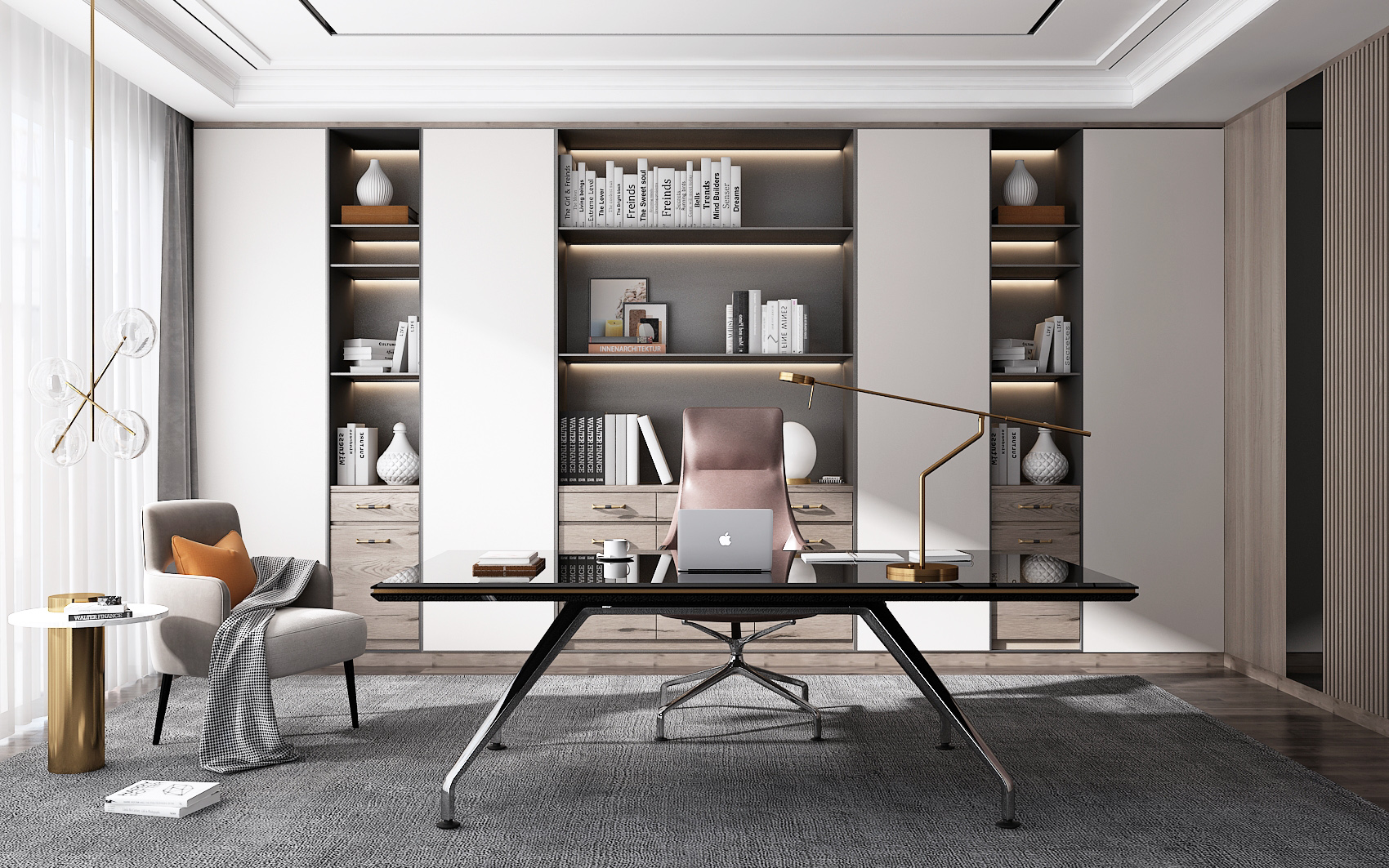 现代风格超简洁书房-1