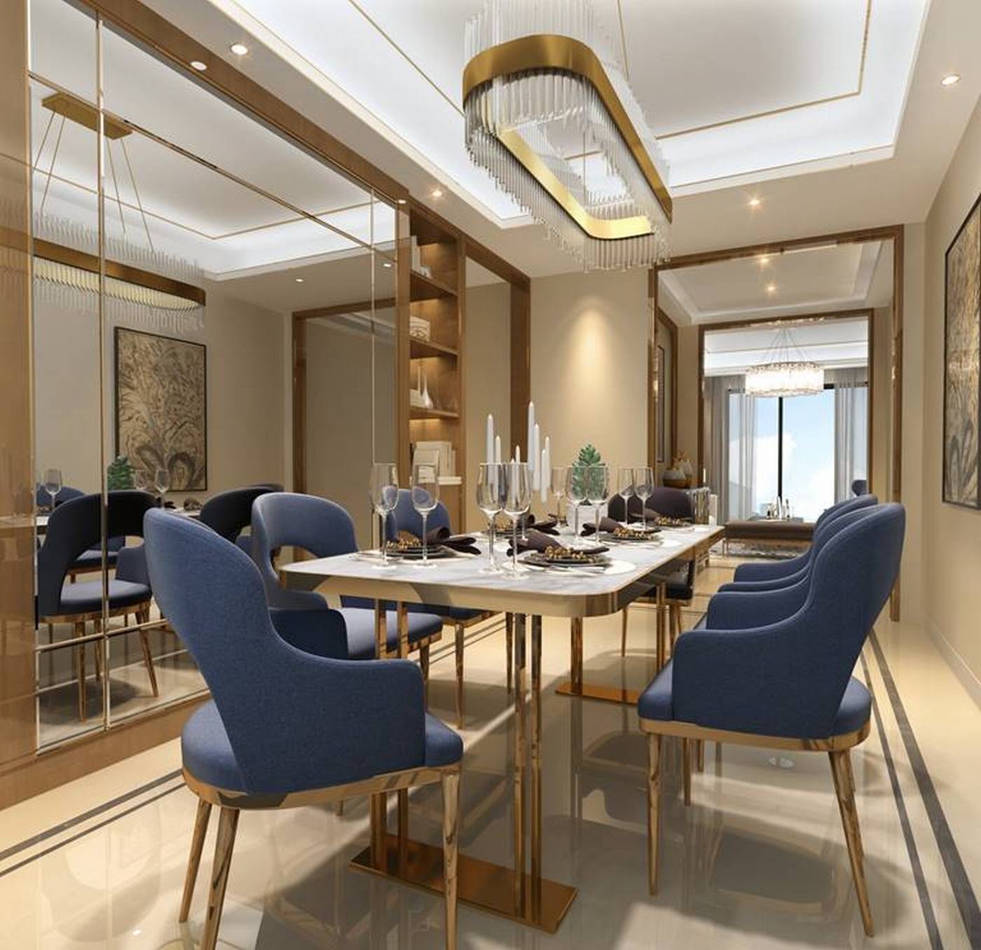 现代轻奢三套样板间丨软装方案+效果图-7