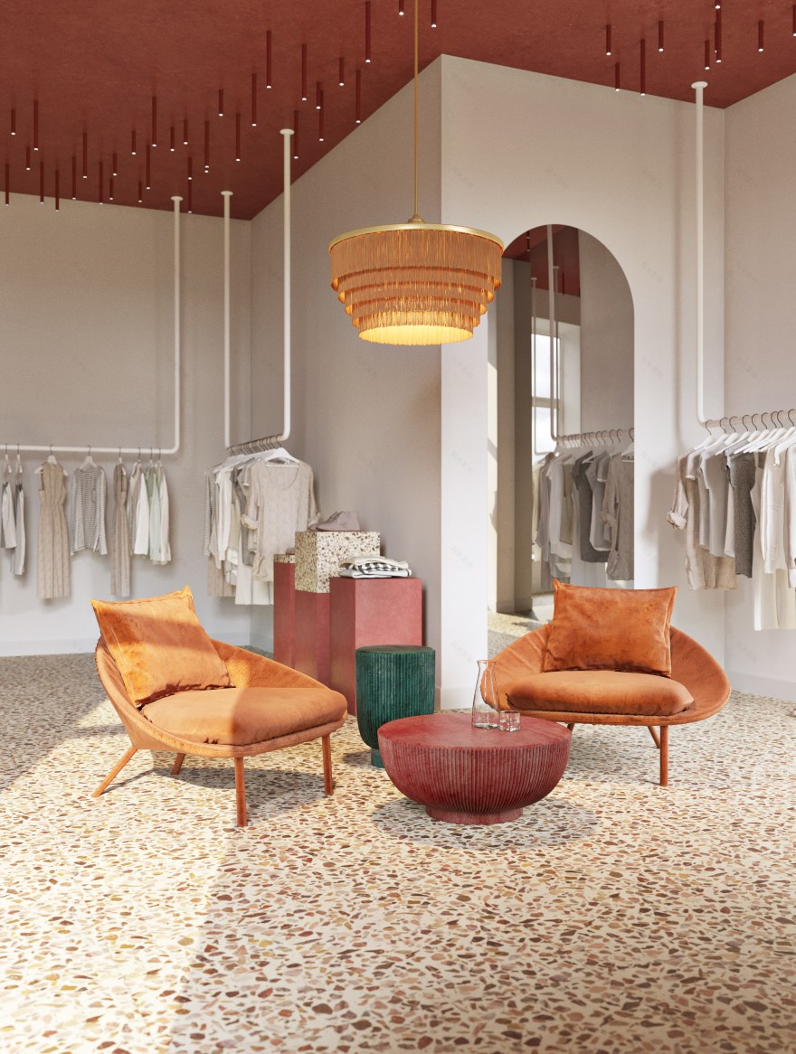 对比色彩几何,80 平米服装店的巧妙分区设计-7