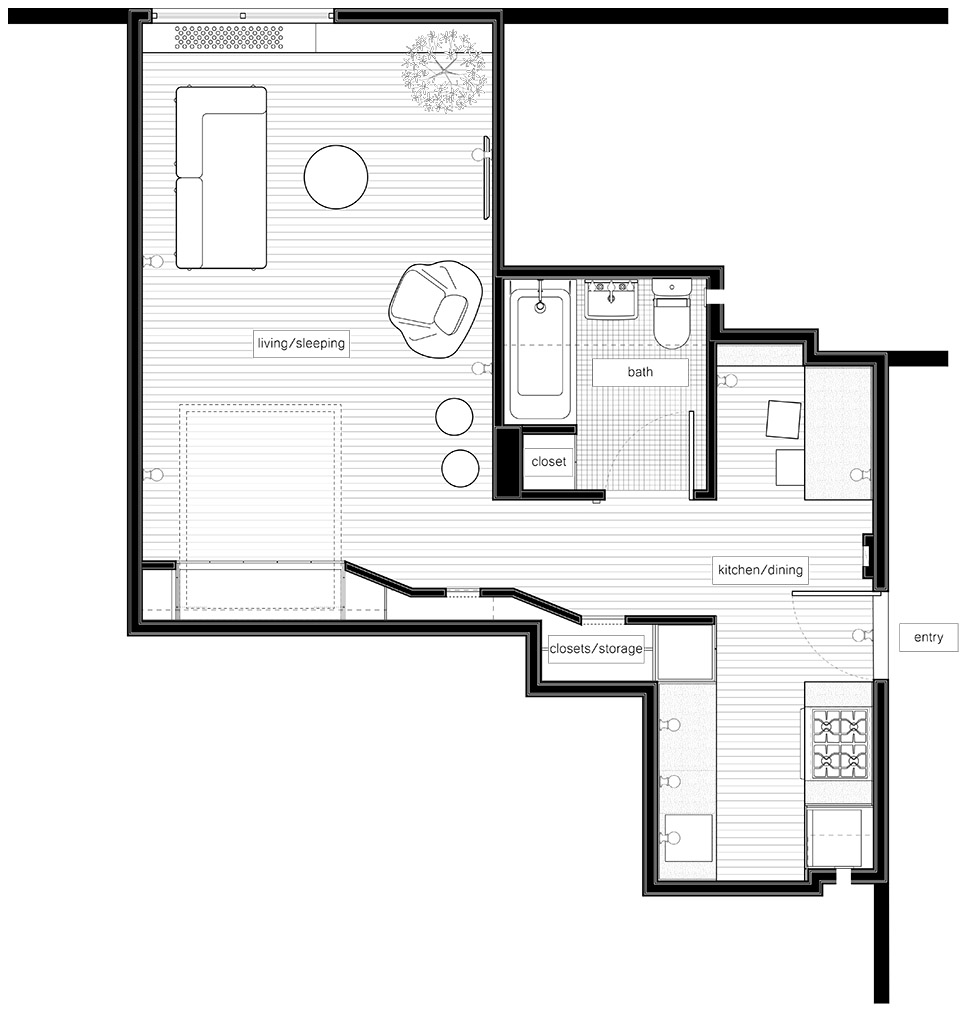 46.5㎡灵活使用的工作室住宅，纽约/“瑞士军刀”般的多功能公寓-52