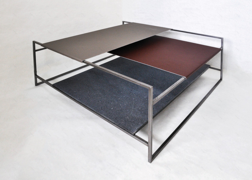 定制尺寸四轮桌 金属结构搭配自然材质-4