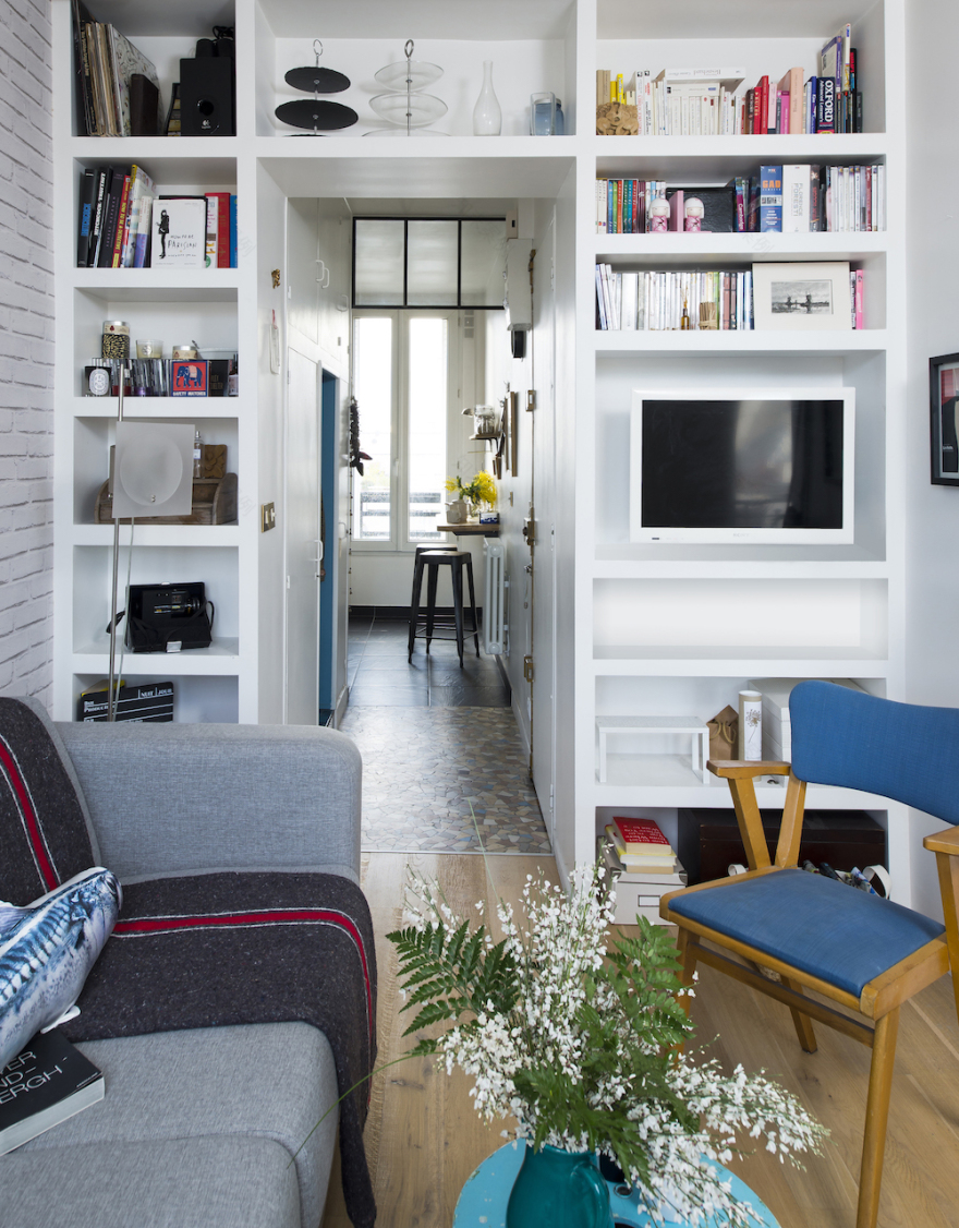 巴黎屋顶下的 38 平米小天堂 | 温馨弧形墙,打造流畅动线-4