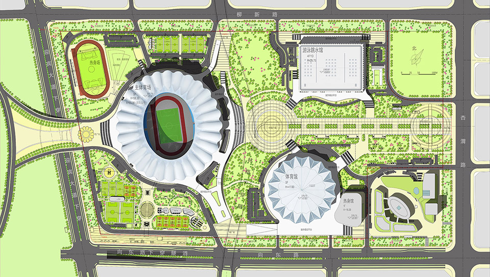 西安奥体中心规划及主体育场设计/采用单元组合的形态抽象表现花的意象-35