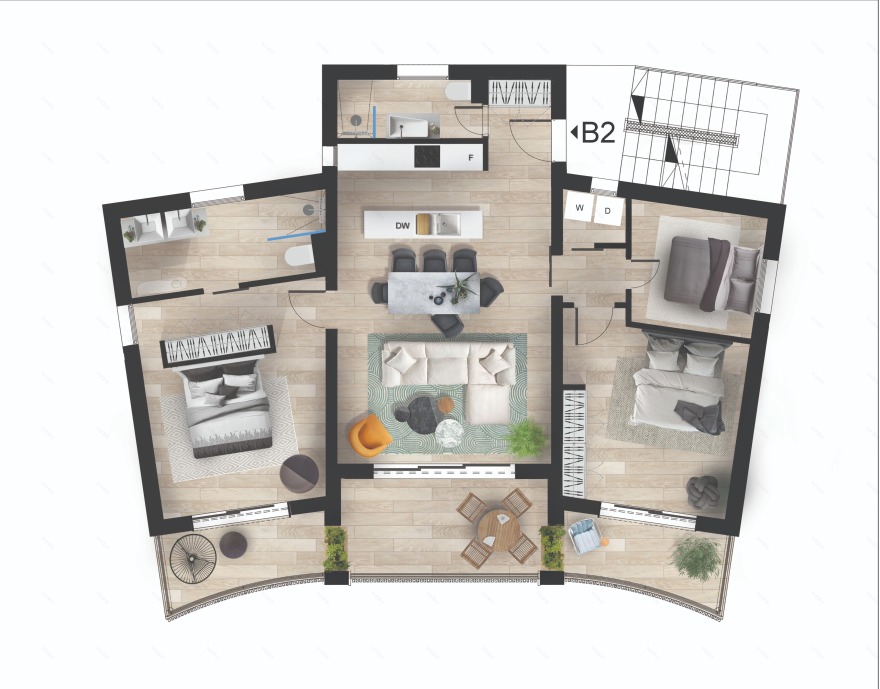 黑山 Kavac 度假公寓 | 豪华三卧一厅,配备全景露台-4