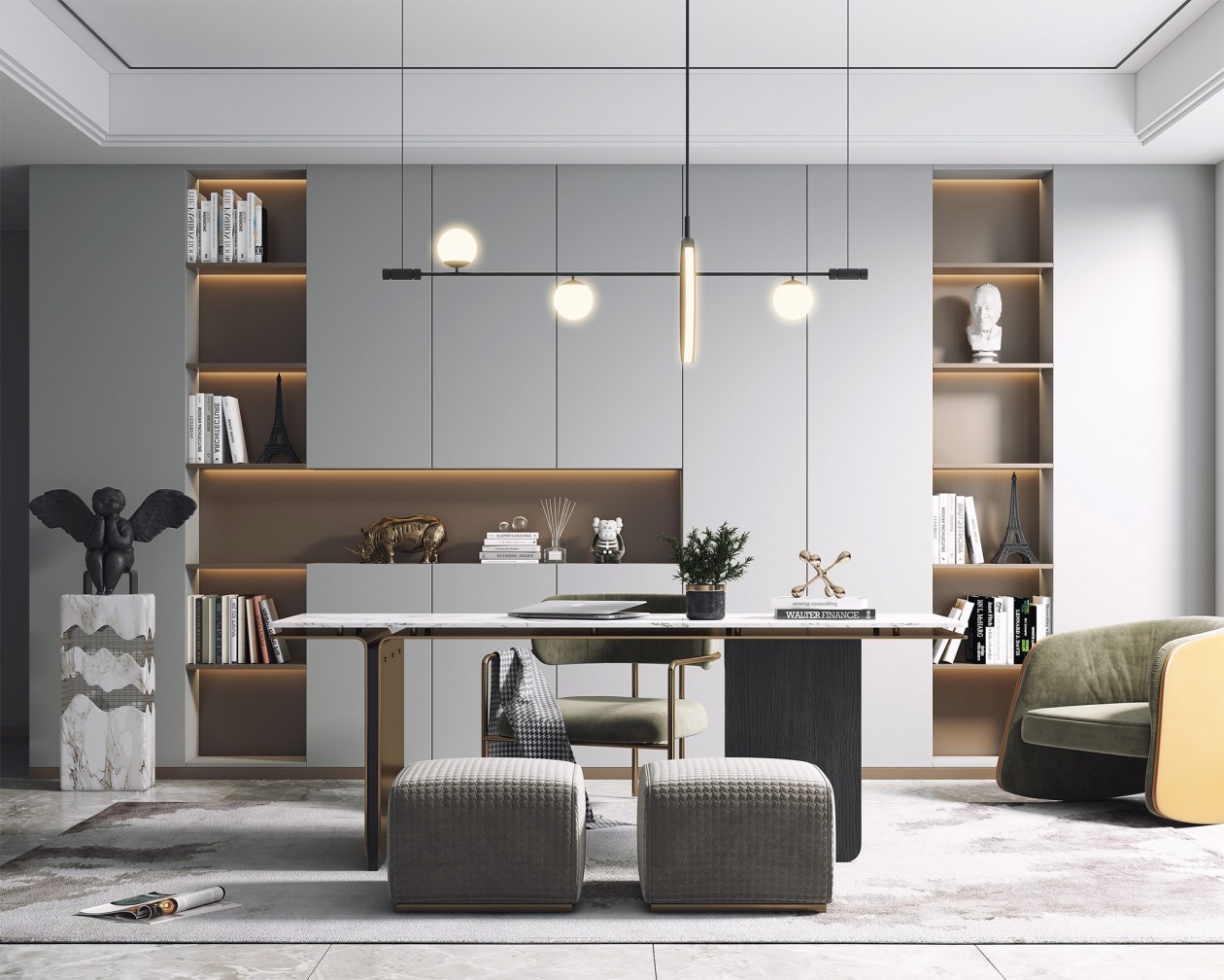 现代风格超简洁书房-8