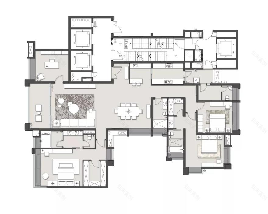 优雅清朗的 300㎡平层公寓设计-46