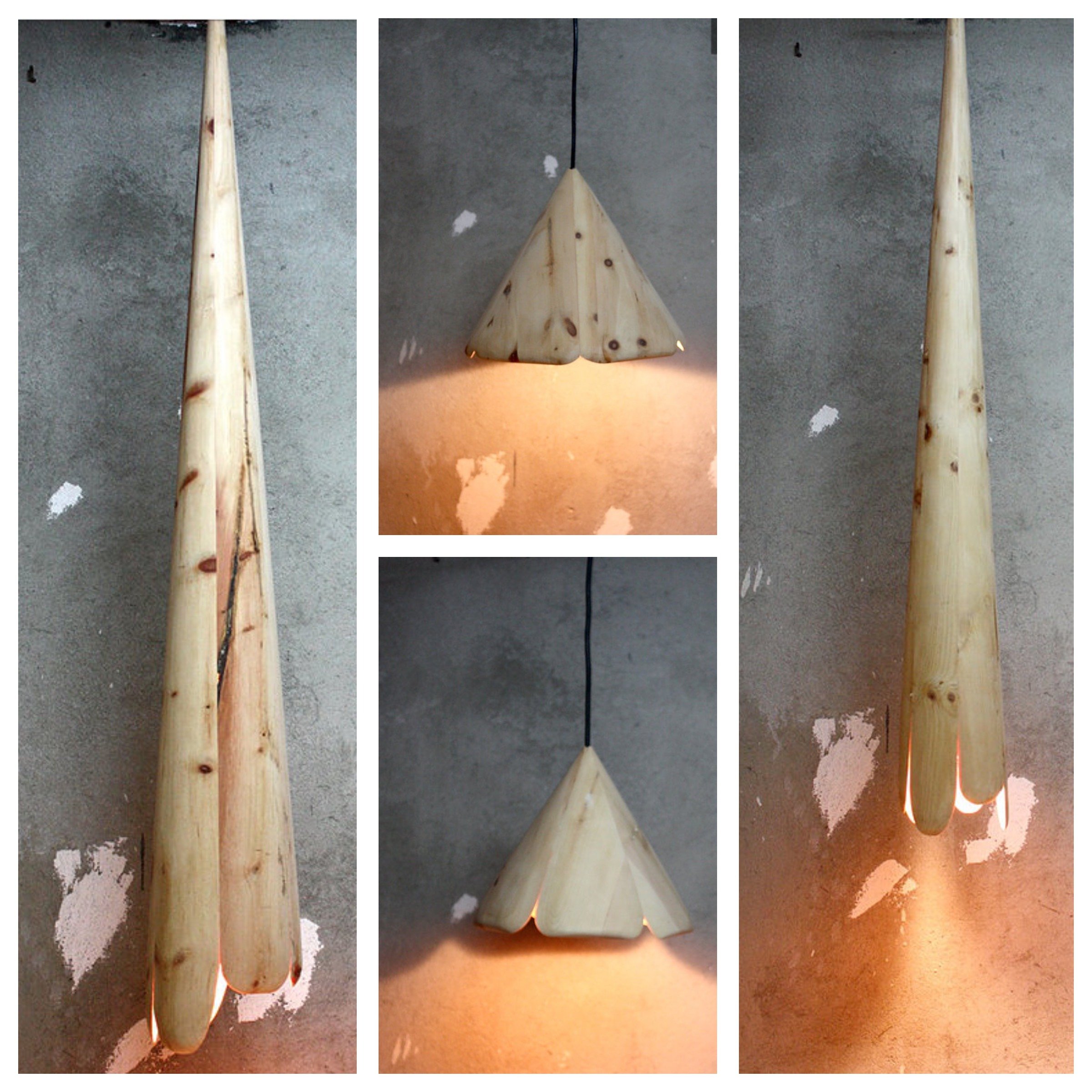 FUNGUS & FUNNEL LAMPS / stone pine wooden lampshades-1