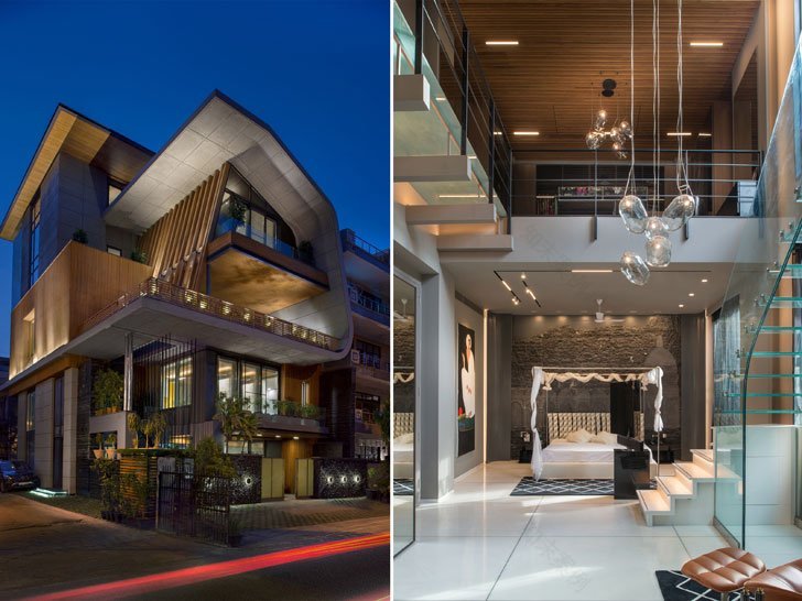 自然与建筑共生的 Delhi 豪华住宅-0