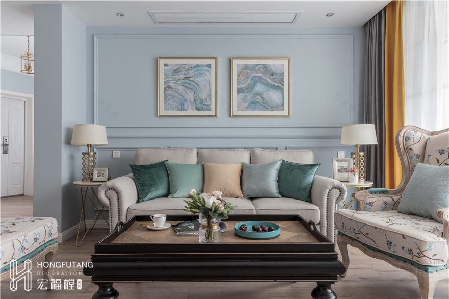 成都宏福樘装饰《飞行棋》平层住宅设计,美式混搭风格-61