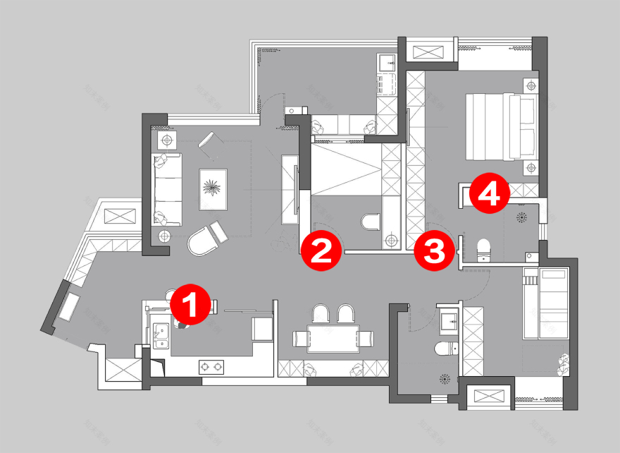 成都宏福樘装饰《飞行棋》平层住宅设计,美式混搭风格-9