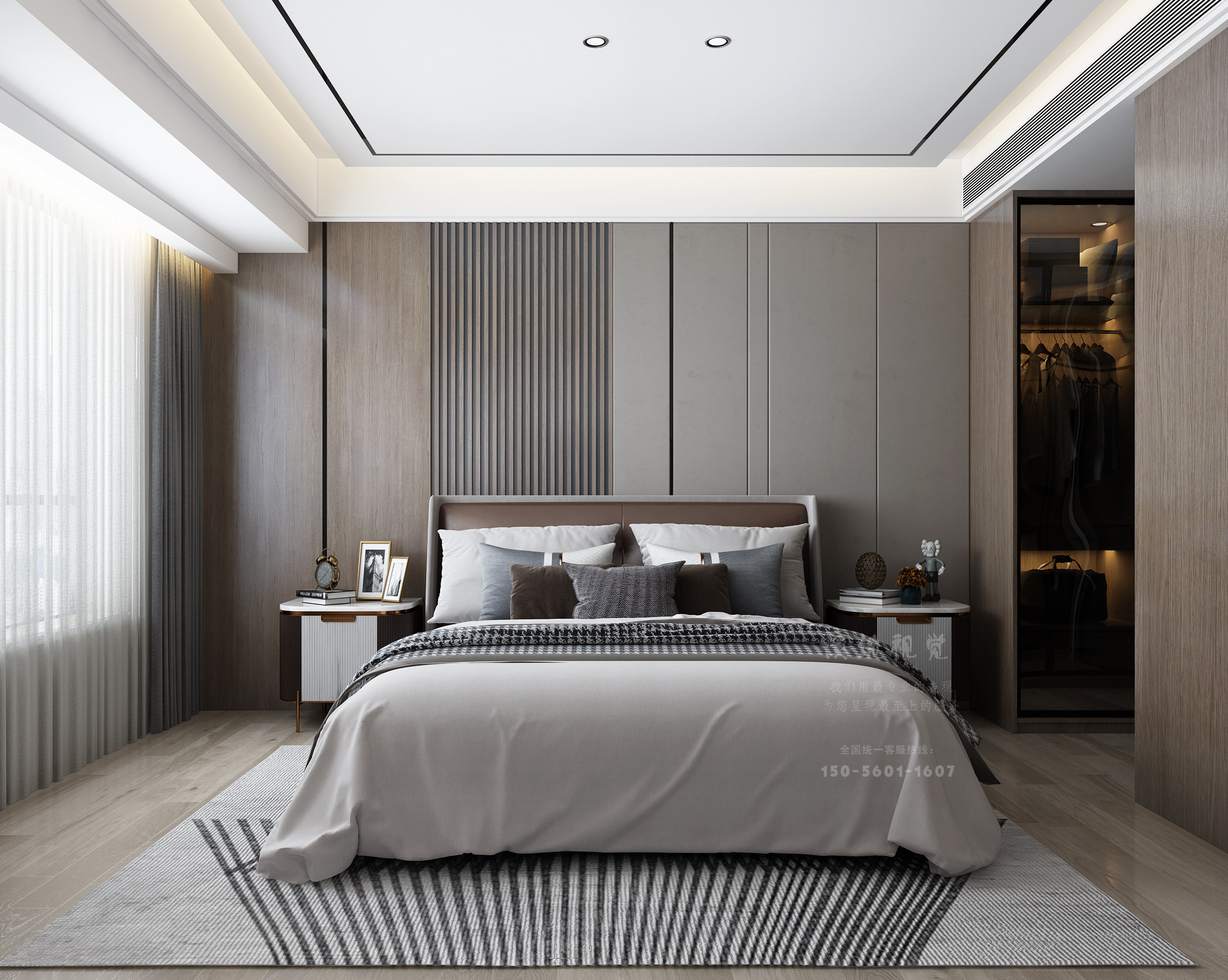 现代黑白灰家装客餐厅主卧-10