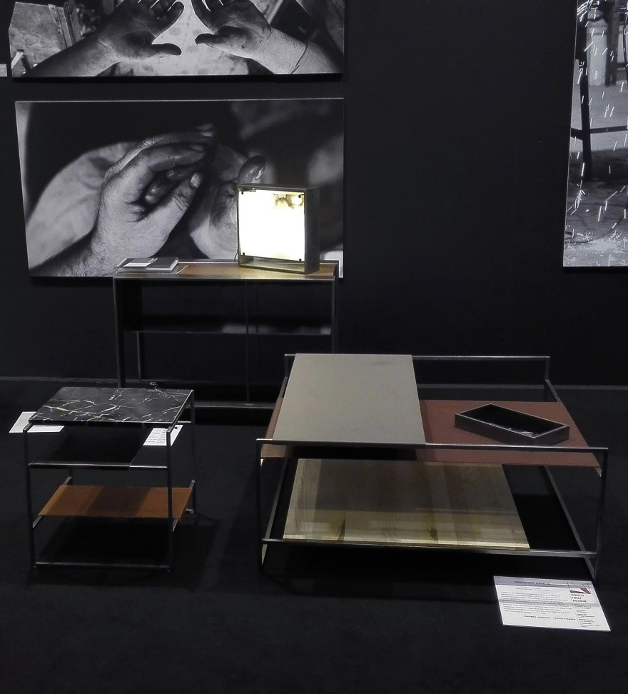 定制尺寸四轮桌 金属结构搭配自然材质-1