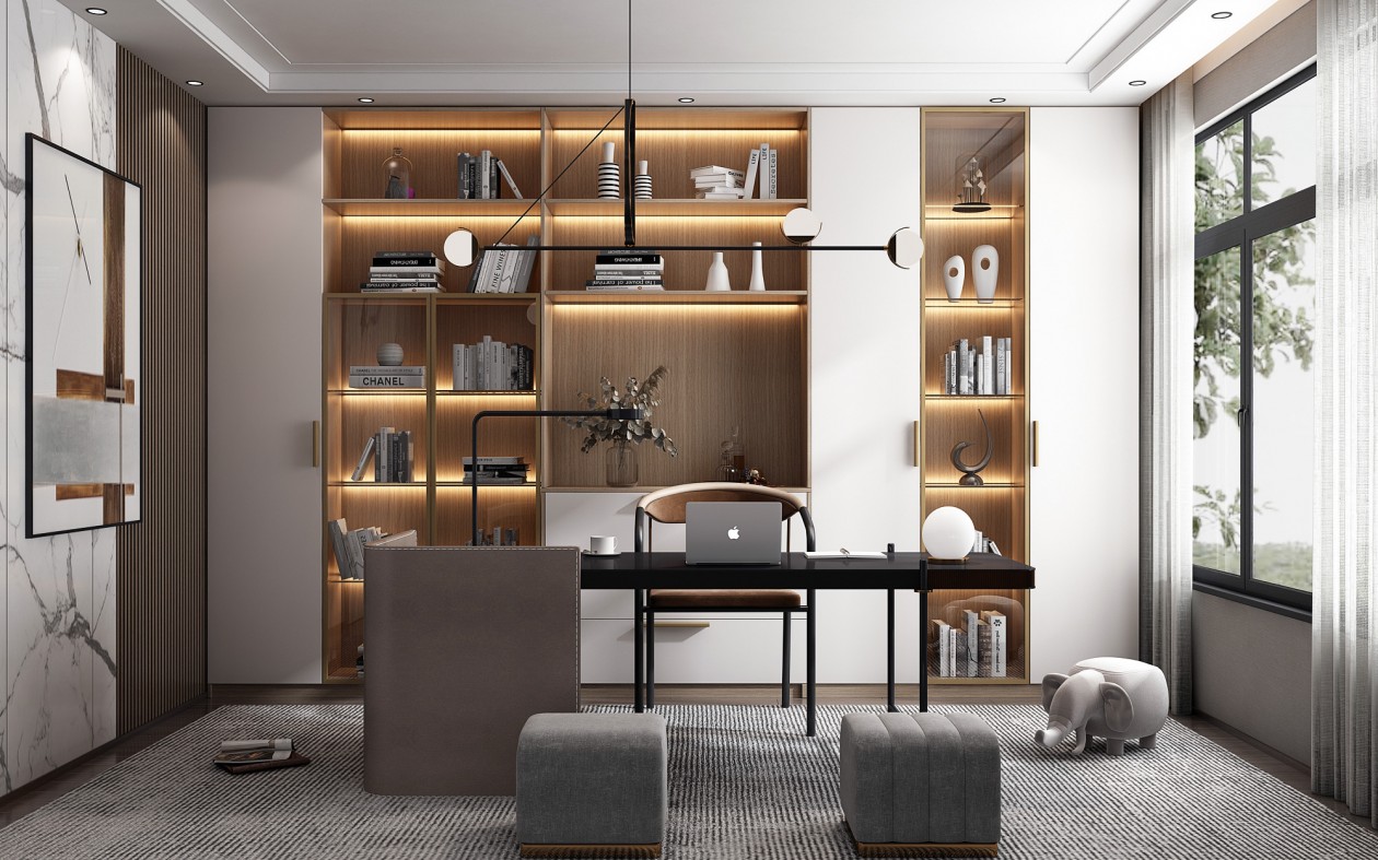 现代风格超简洁书房-2
