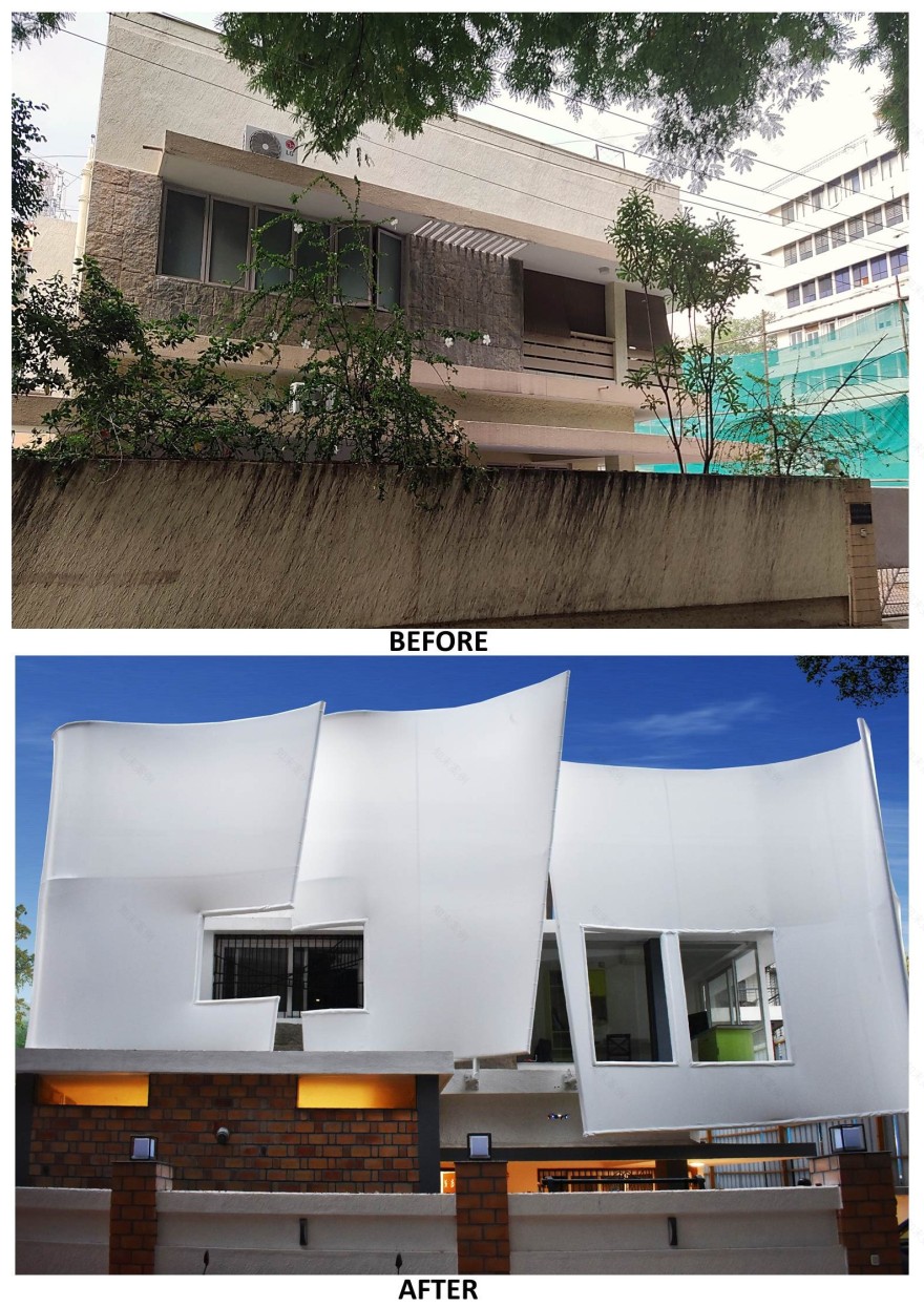 波浪形张力布别墅立面改造-2