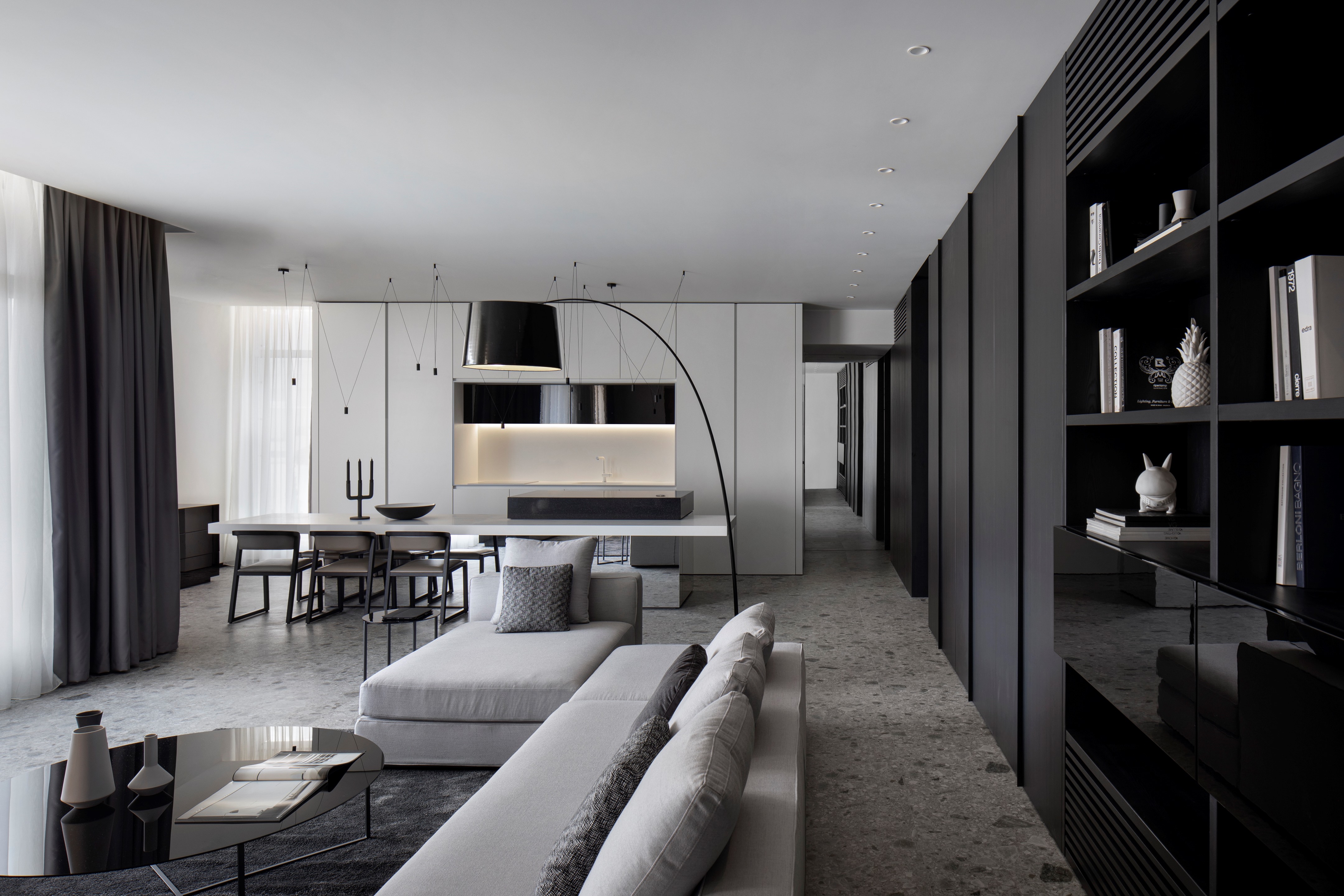 极简黑白公寓，功能与美学的完美融合-1