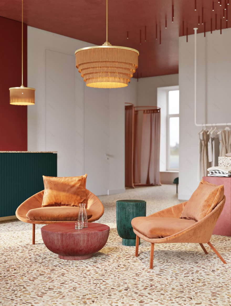 对比色彩几何,80 平米服装店的巧妙分区设计-0