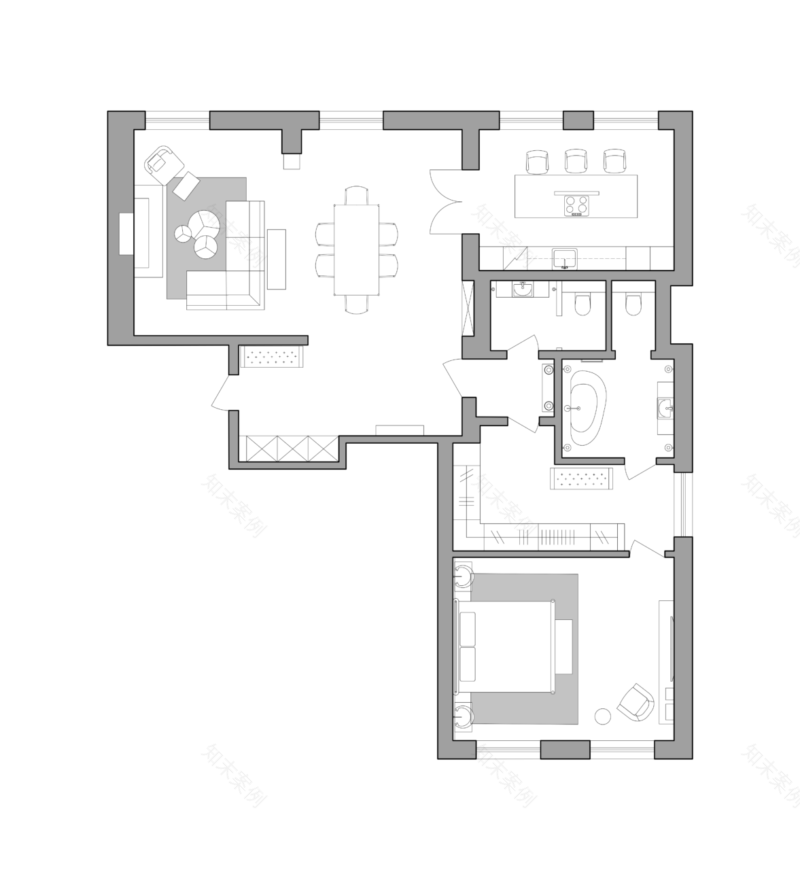 Mossebo 设计团队打造大气一居室,古典与现代完美融合-2