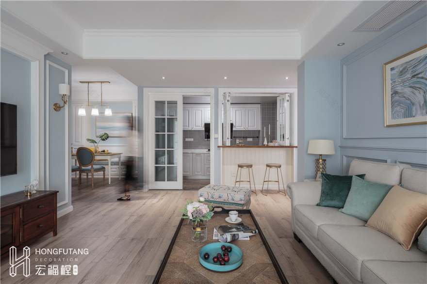 成都宏福樘装饰《飞行棋》平层住宅设计,美式混搭风格-69