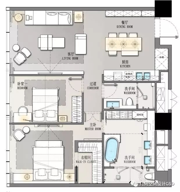 几何空间设计丨【几何空间作品】龙湖金融岛翡云公寓样板间软装-28