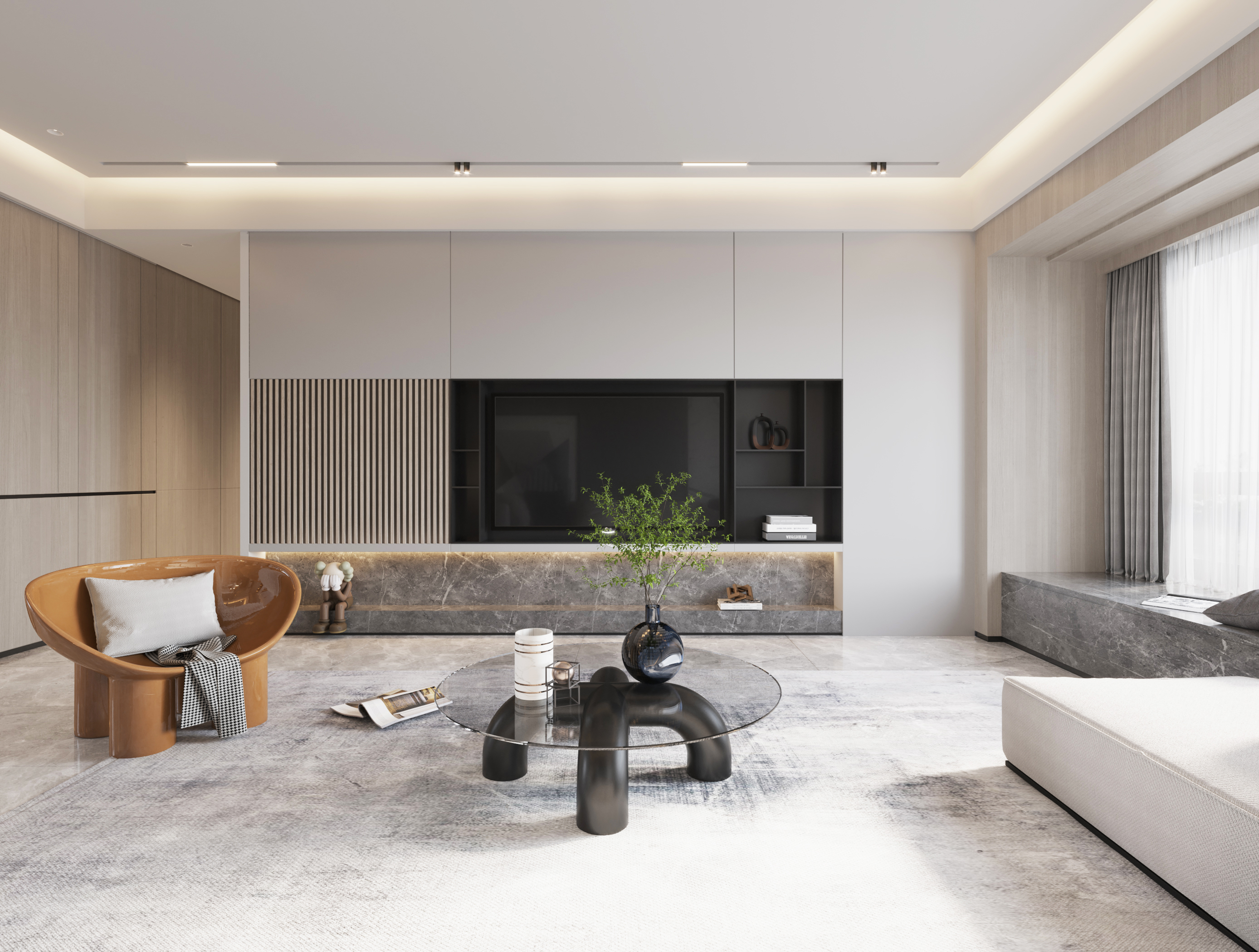 深圳宝安第五大道 120㎡现代简约风设计 | 极简配色,蓝绿点缀-7