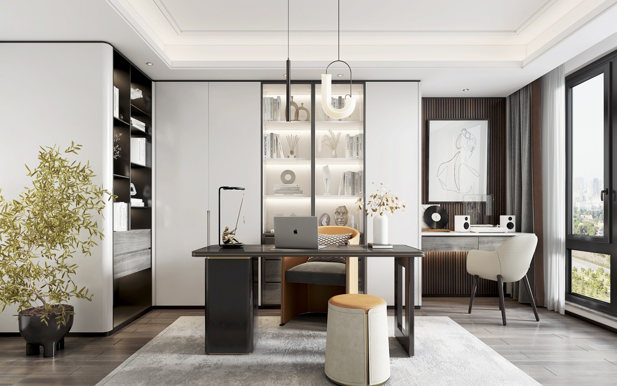 现代风格超简洁书房-5