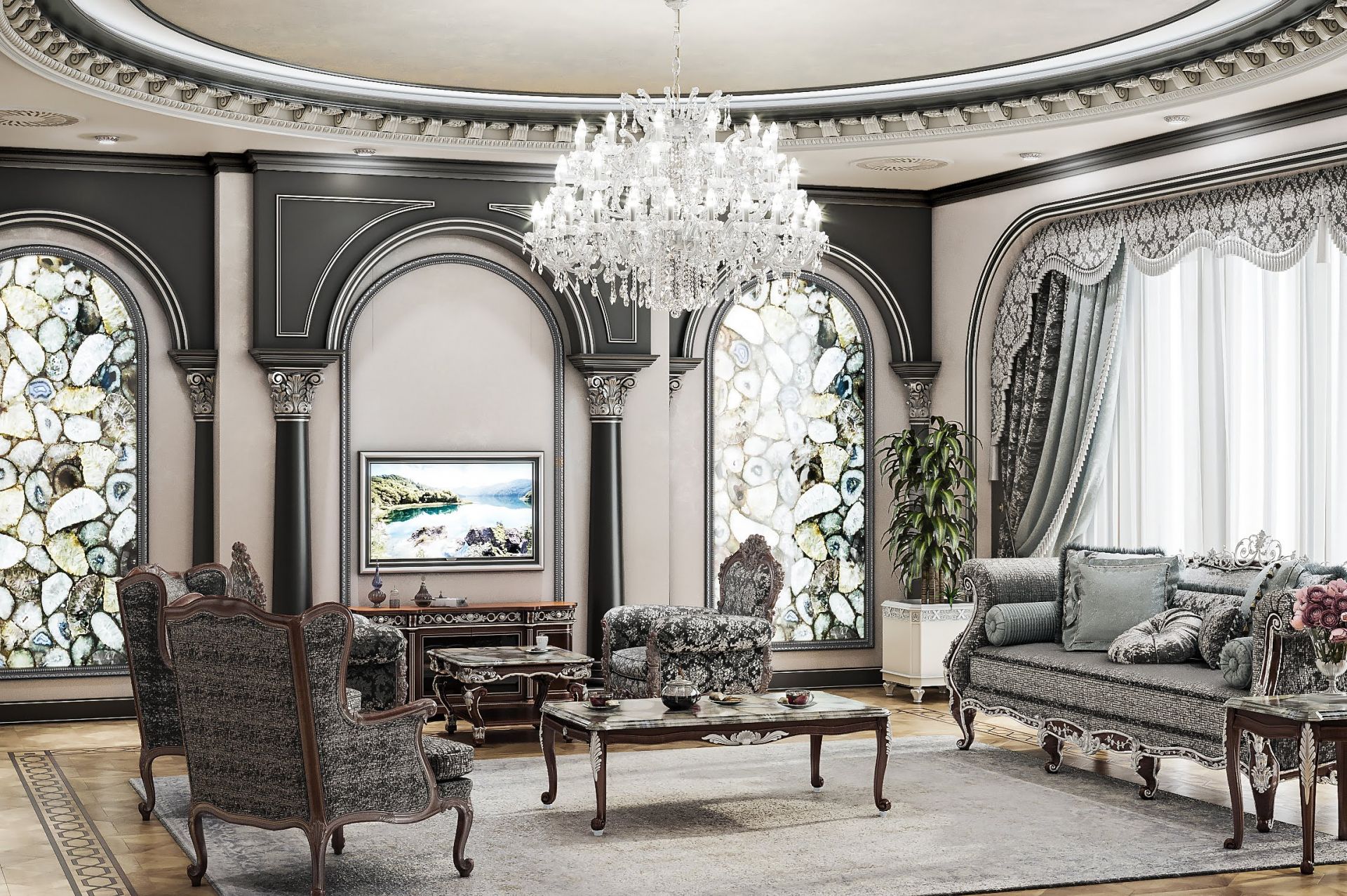 惊艳的银灰 Mother of Pearl 客厅设计-2