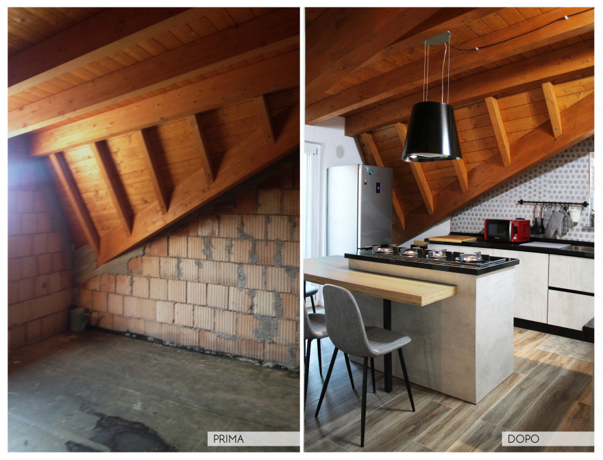 温暖木质斜屋顶,灰色调现代公寓设计-5