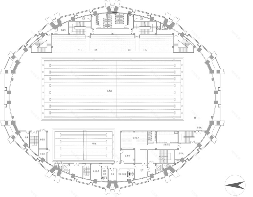 苍南体育中心 | 型钢桁架结构结合曲面网壳,呈现“八”字形构图-68