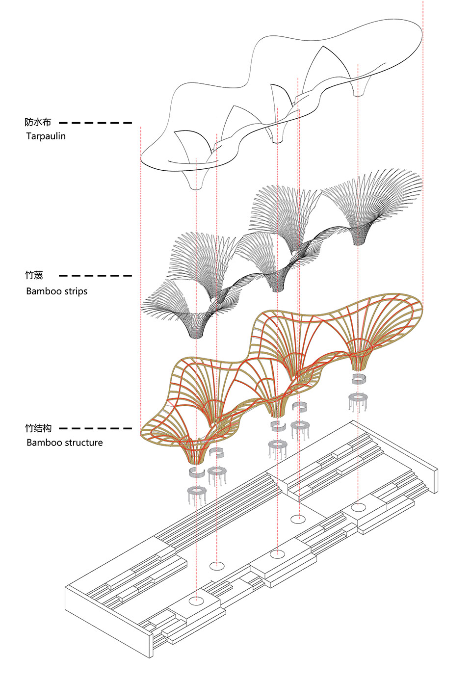 黄龙滨水竹廊，佛山/利用原竹的韧性，实现结构表皮一体化设计-71