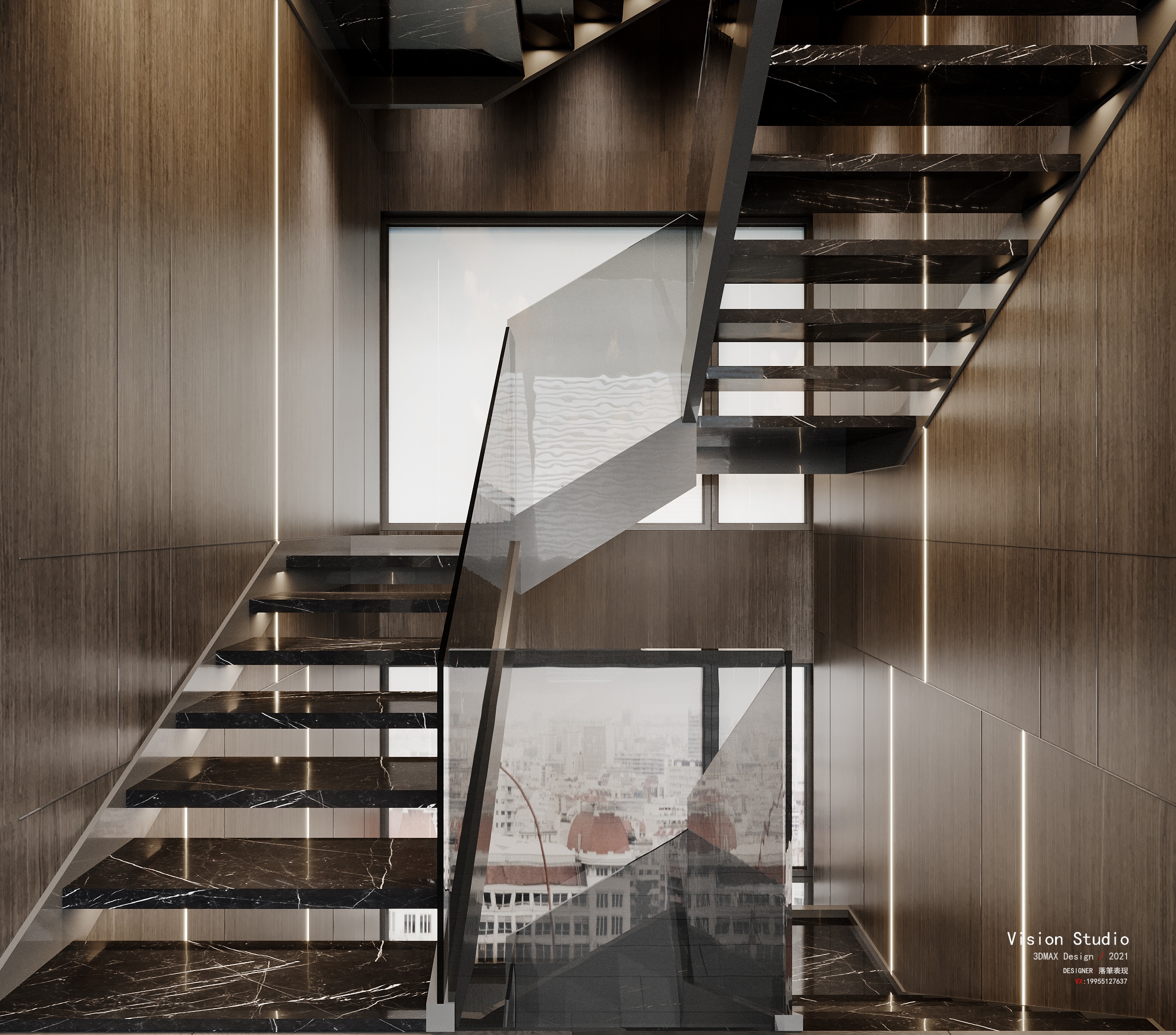 落筆視覺 |暗黑现代别墅-8