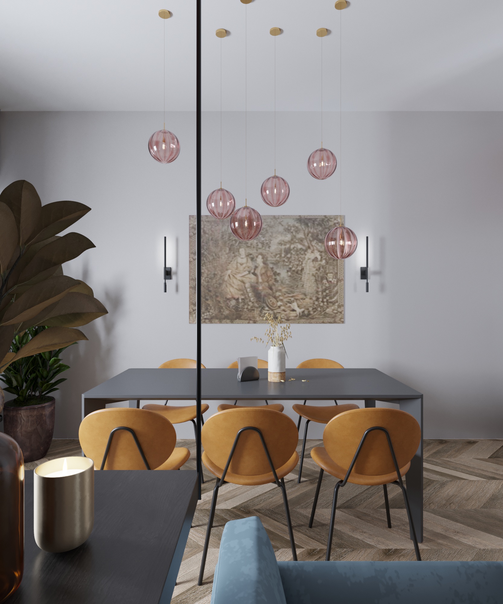 Living room with fireplace in a country house-7