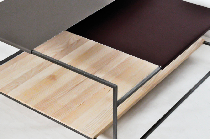 定制尺寸四轮桌 金属结构搭配自然材质-5