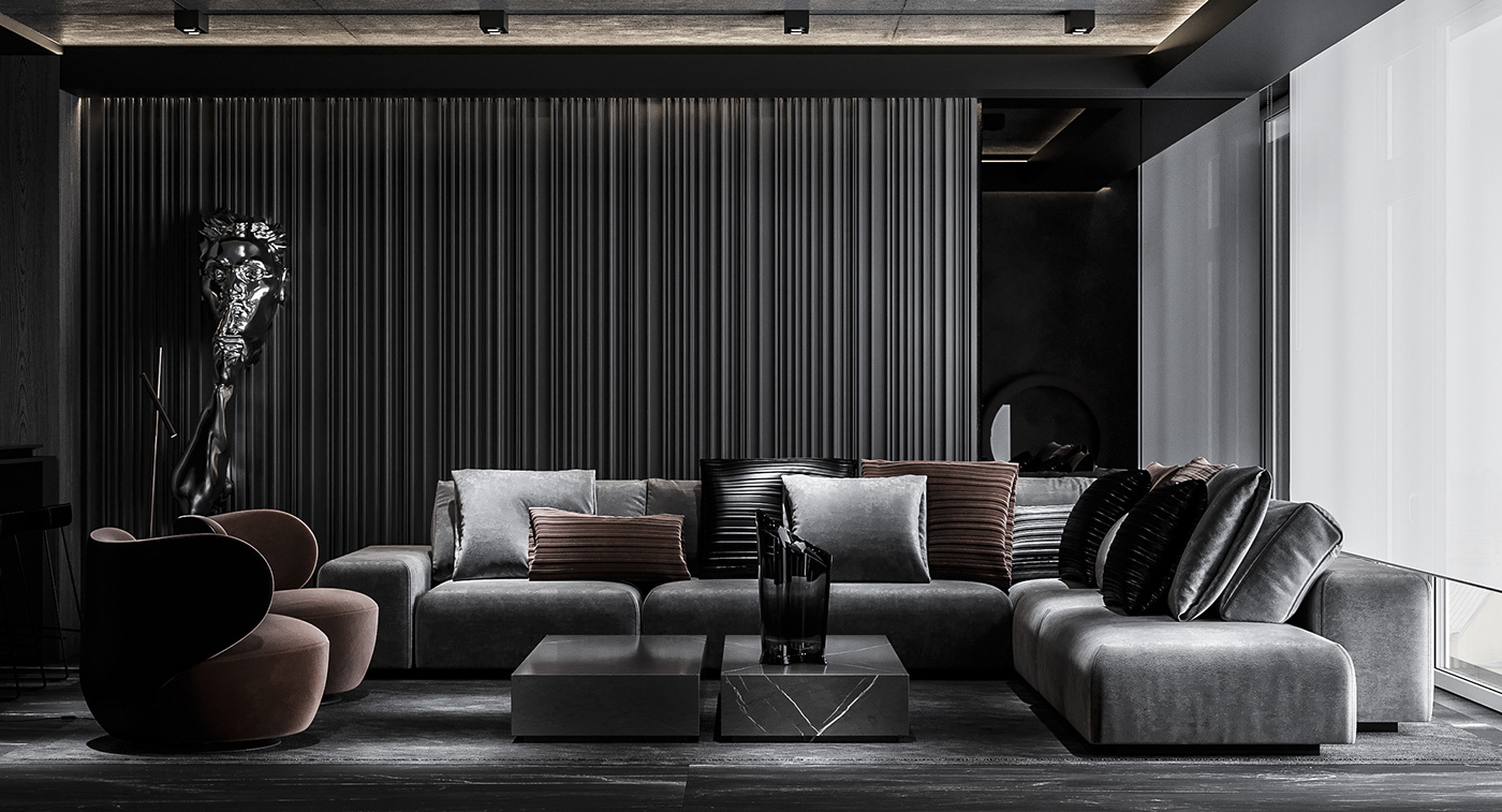 Dark Luxury Living Area-9