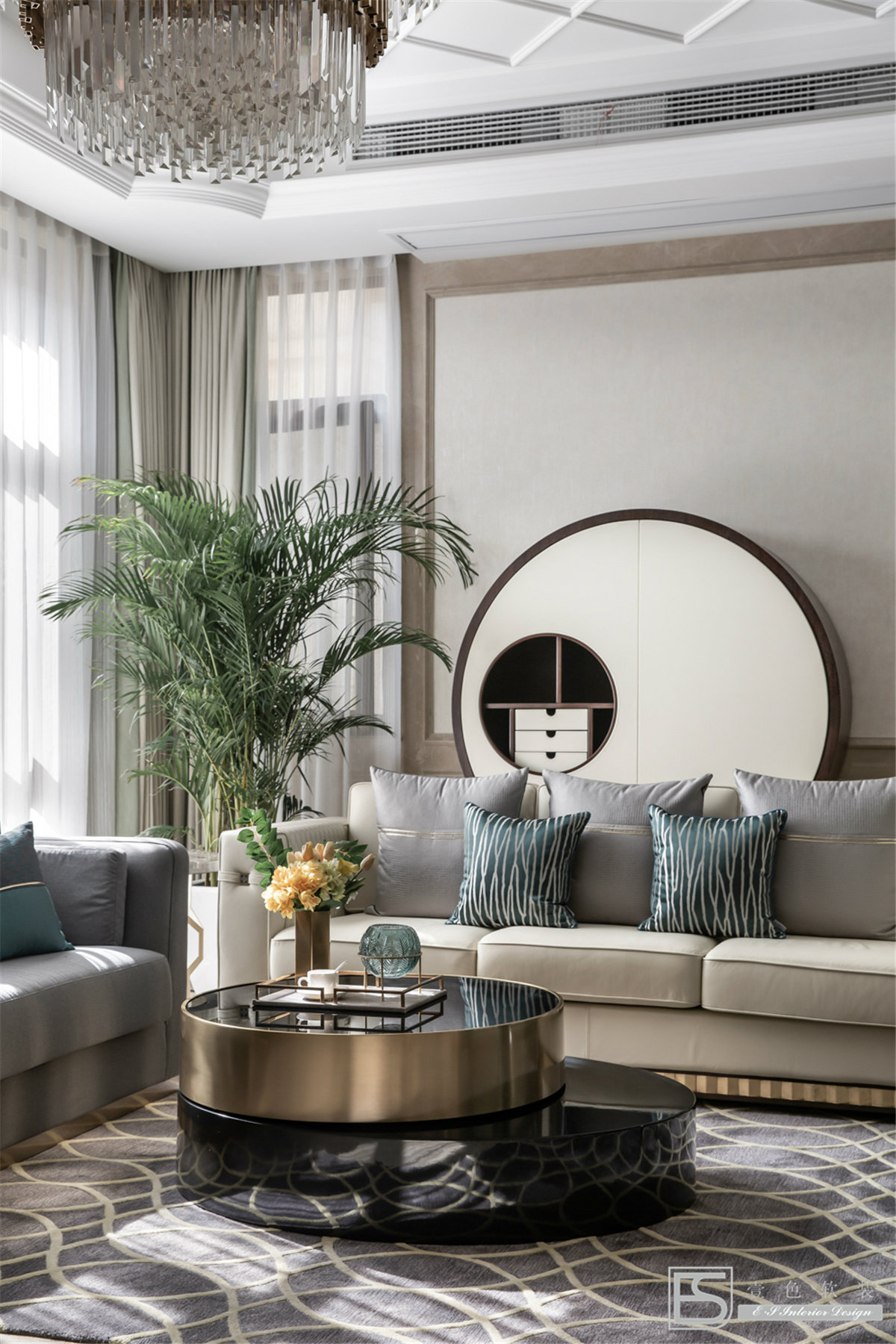 壹色软装 | 现代轻奢融入新中式，打造 350m2 中央美墅-6