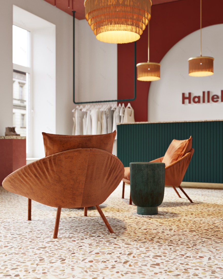 对比色彩几何,80 平米服装店的巧妙分区设计-2