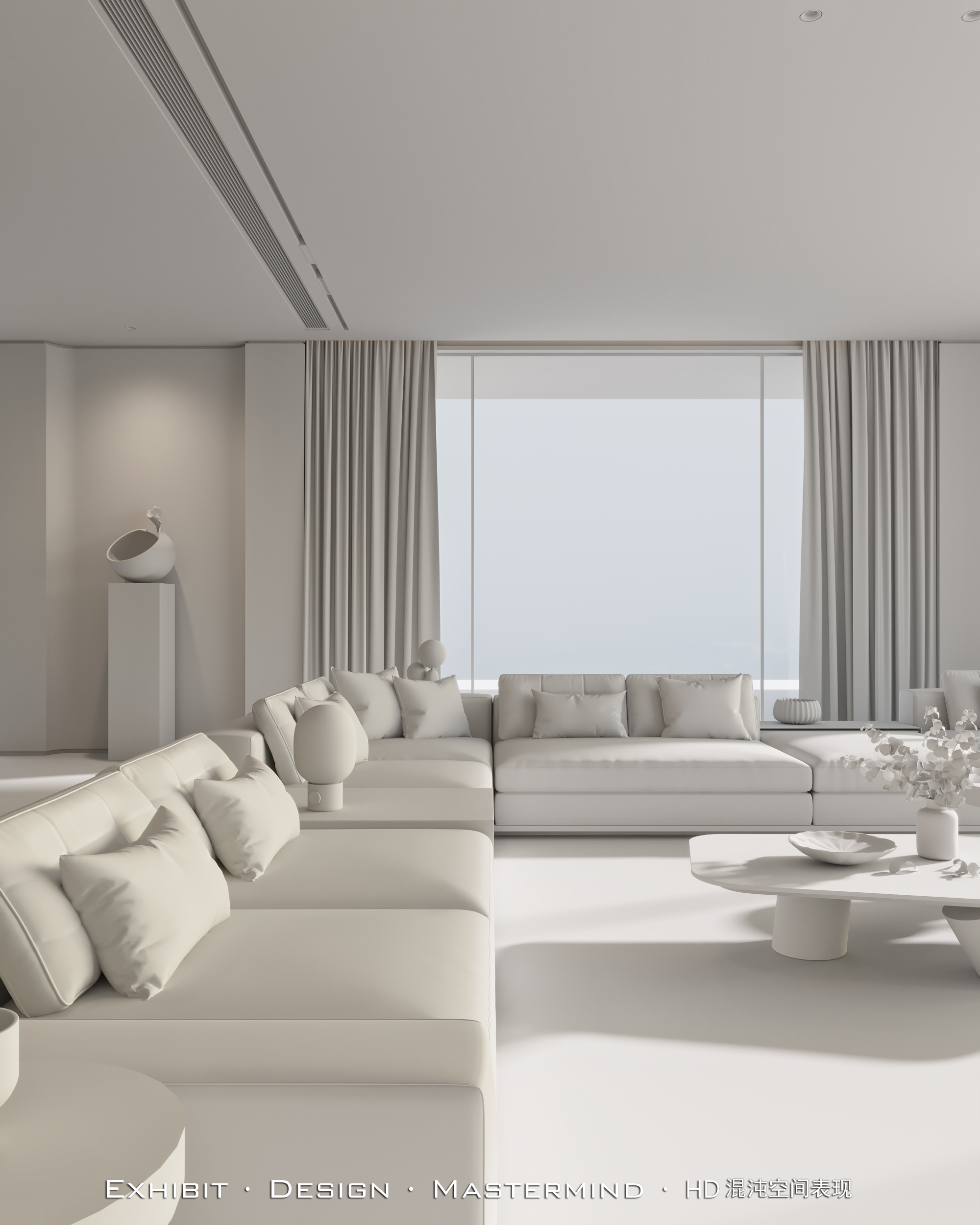 现代极简客厅的混沌空间写实表现-2