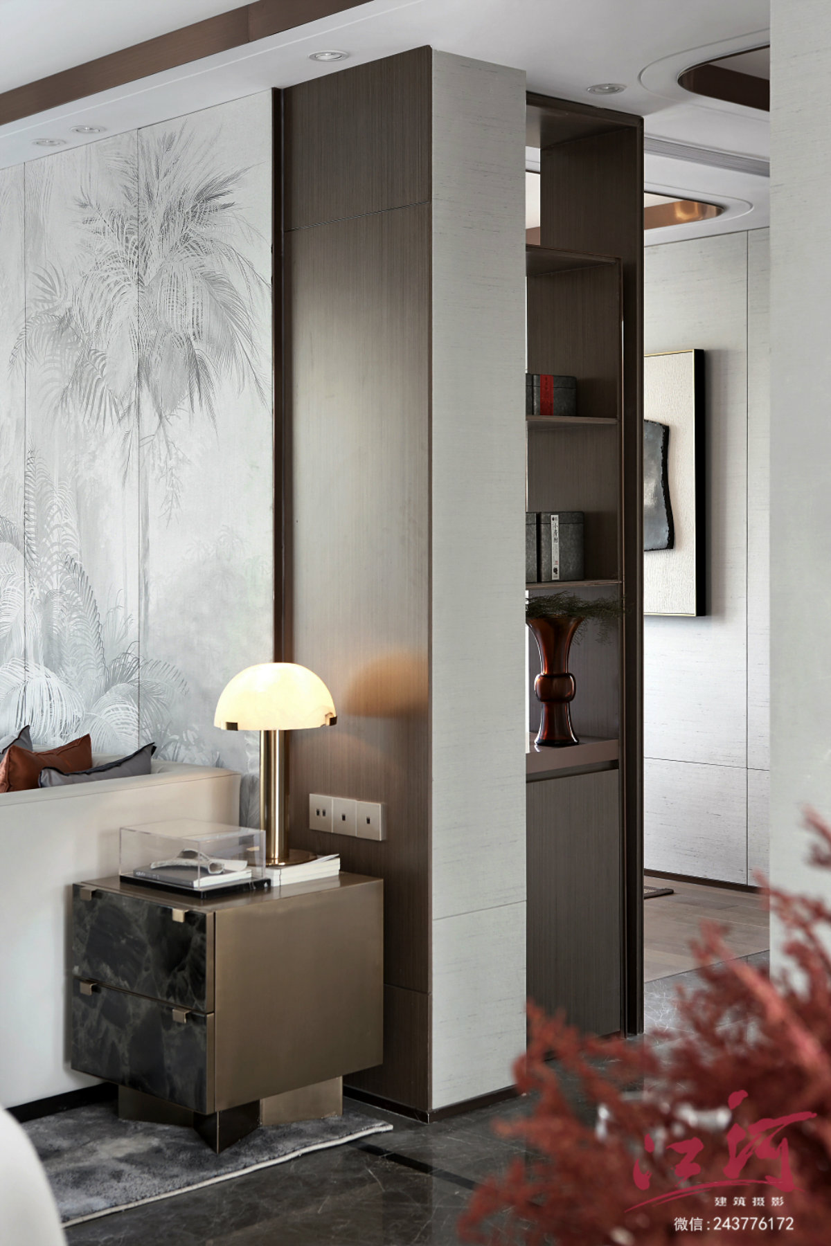 新中式高级灰格调样板房空间摄影-7