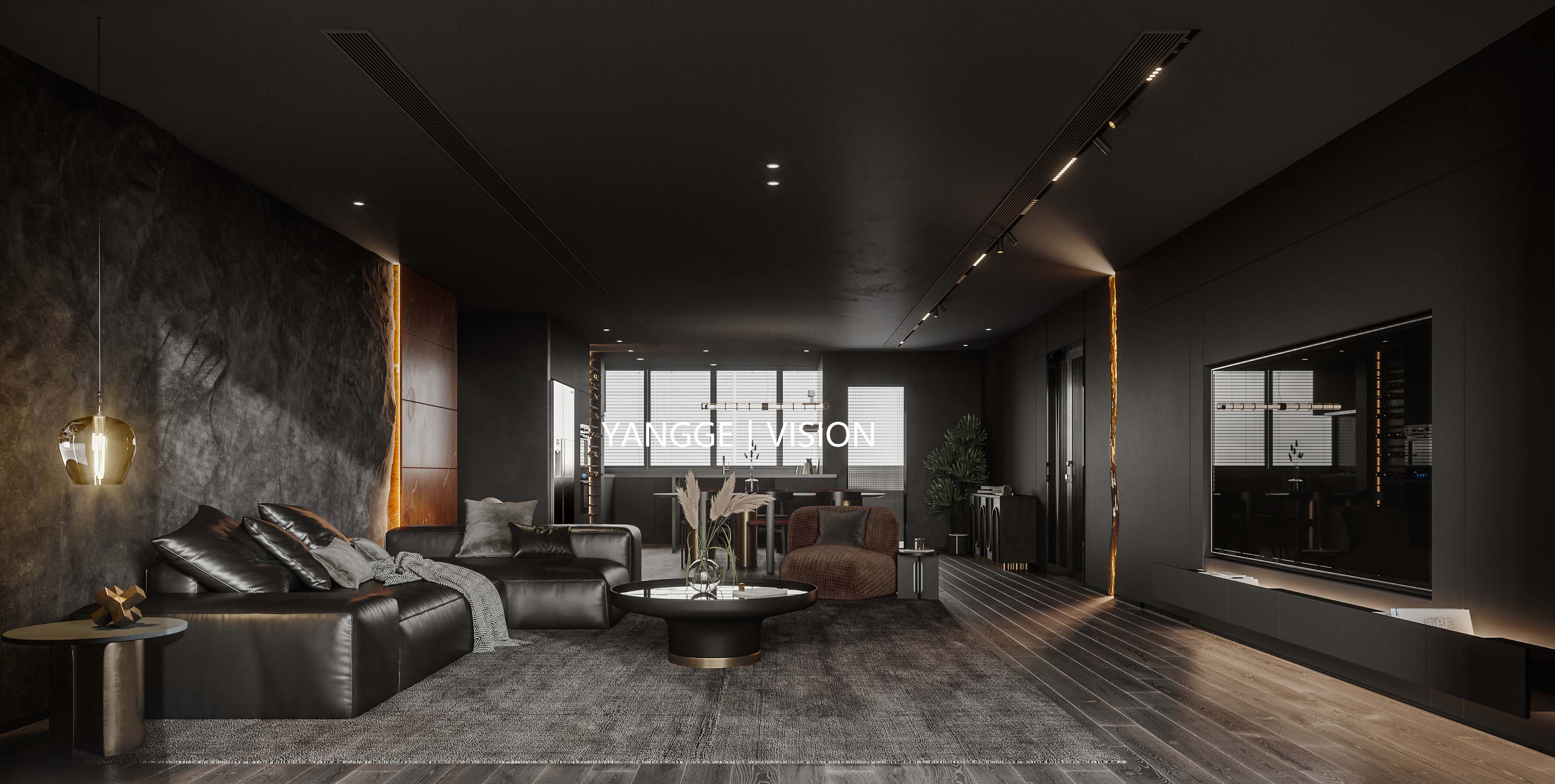 暗黑系客餐厅设计，打造独特空间体验-8