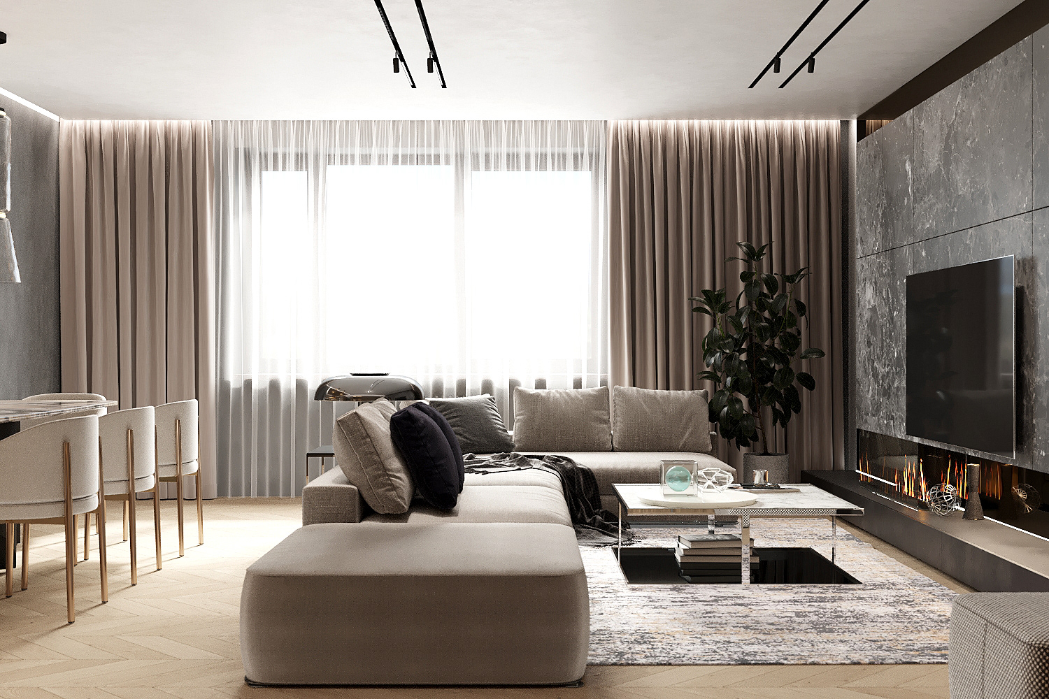 胡桃木+大理石，不一样的奢华质感！-0