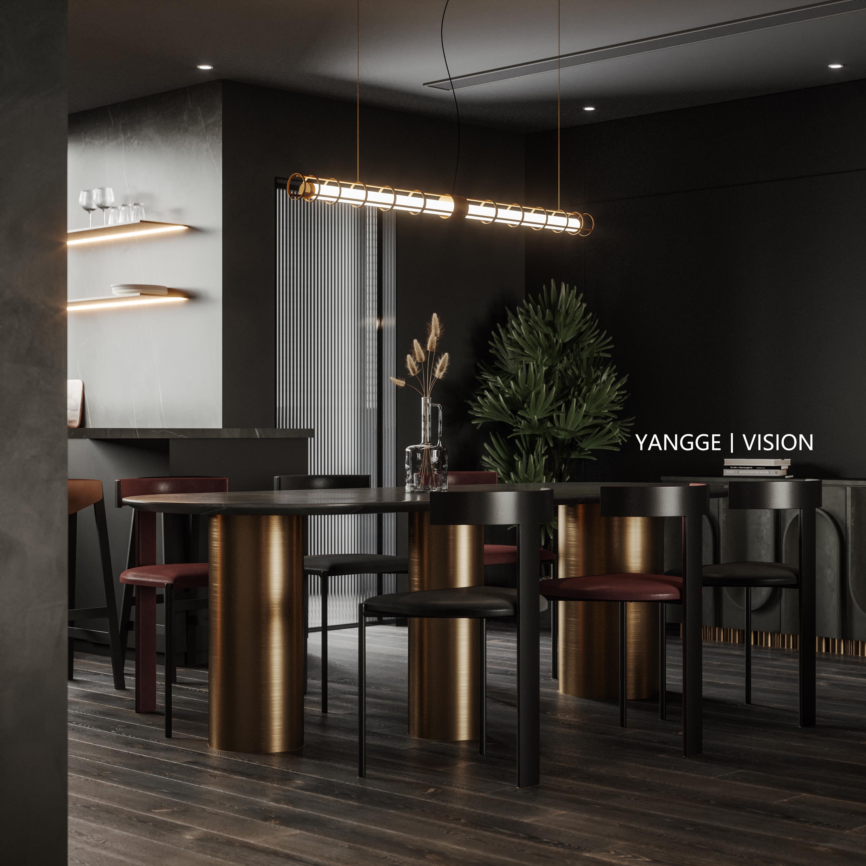 暗黑系客餐厅设计，打造独特空间体验-7