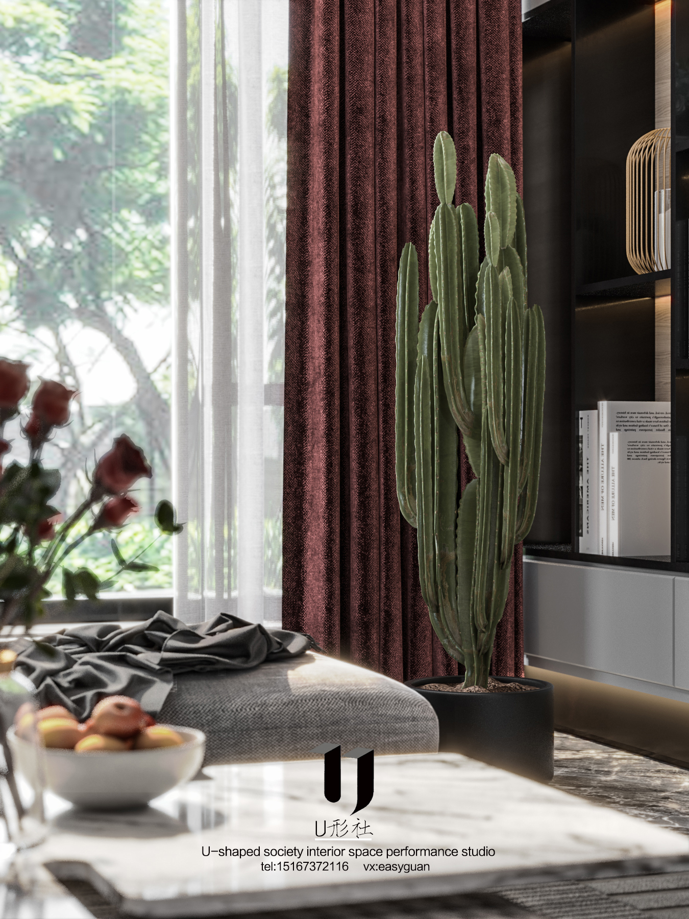 现代住宅的绿色与红色碰撞-8