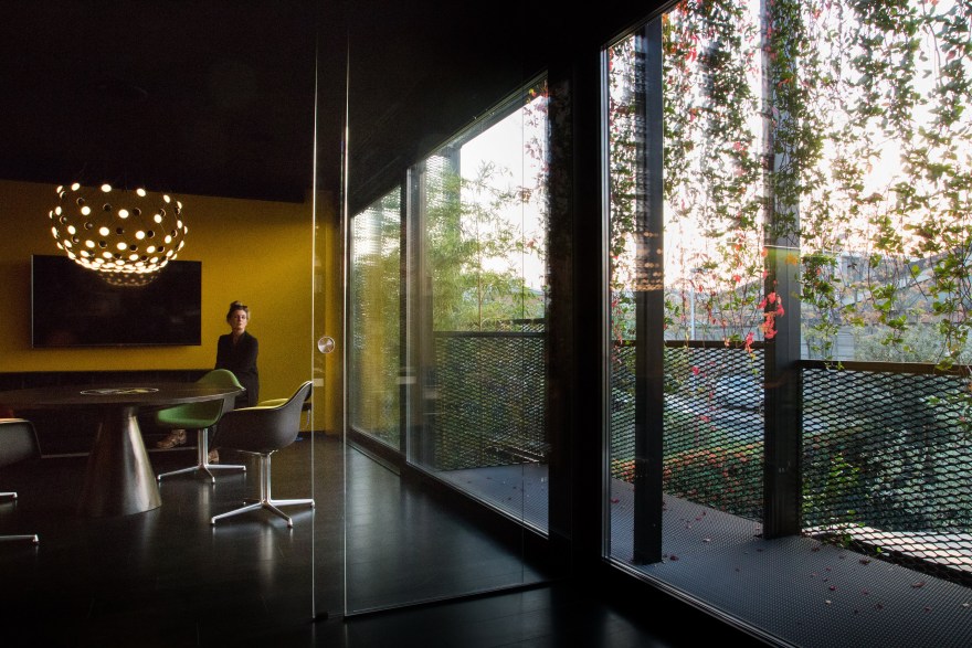 绿意盎然的音乐工作室 | 透明玻璃与植物墙的创意融合-0