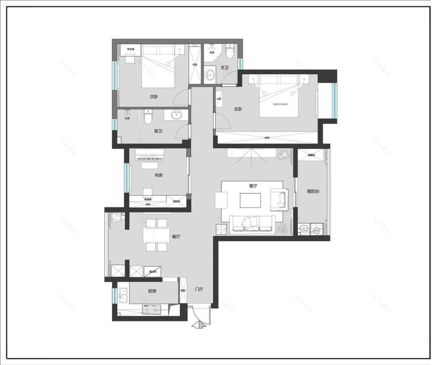 武昌群建星城现代美式实景拍摄,三居室温馨之家-45