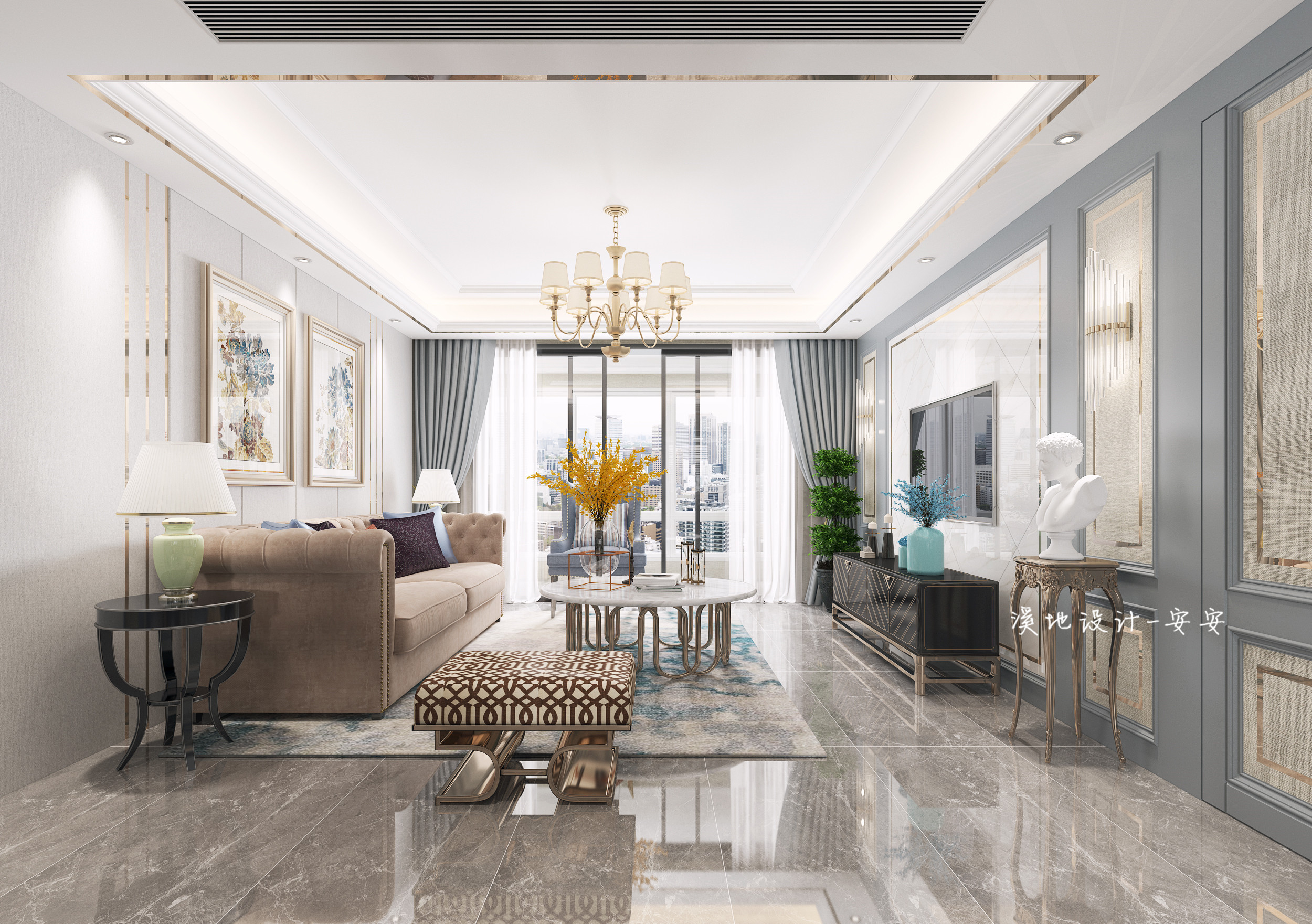 美式轻奢清新全房案例-2