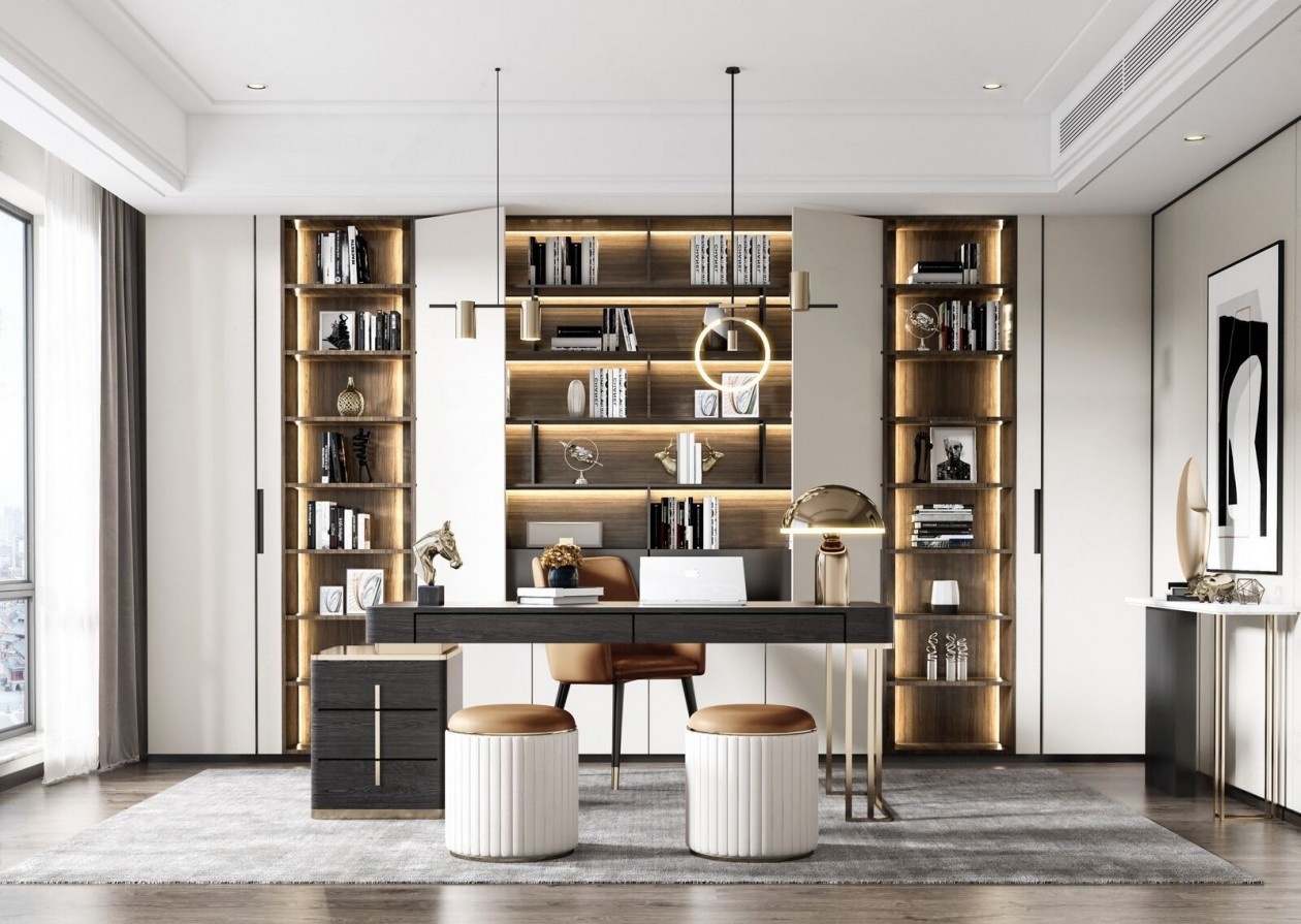 现代风格超简洁书房-6