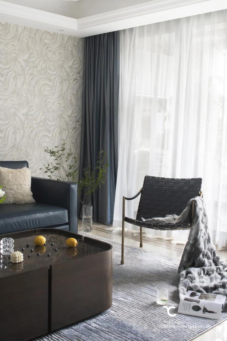 杭州 190m2 现代轻奢平层之家,以克莱因蓝加莫奈灰诠释温柔优雅-34